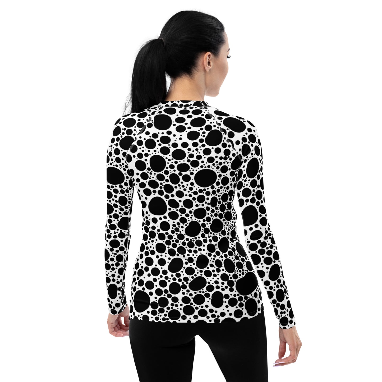 Noir Pointillism on White Women's Rash Guard