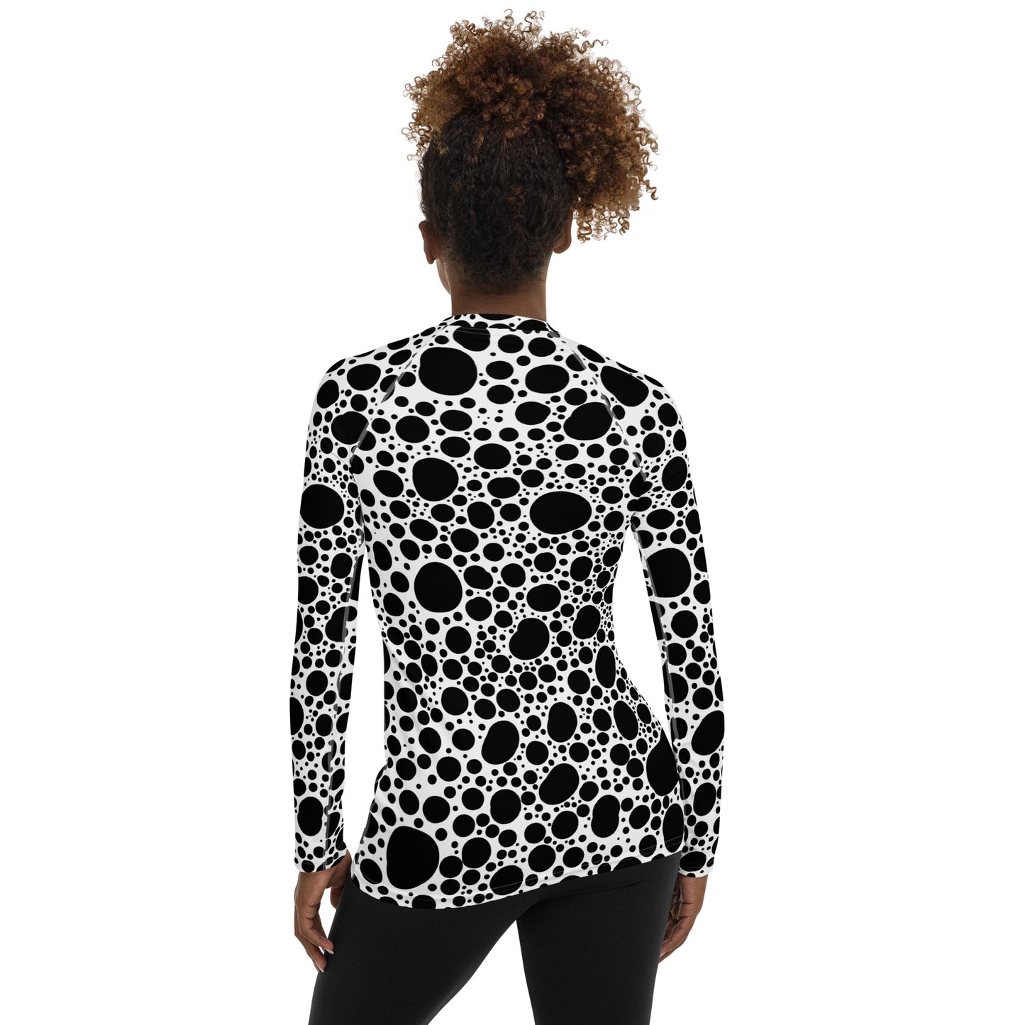 Noir Pointillism on White Women's Rash Guard