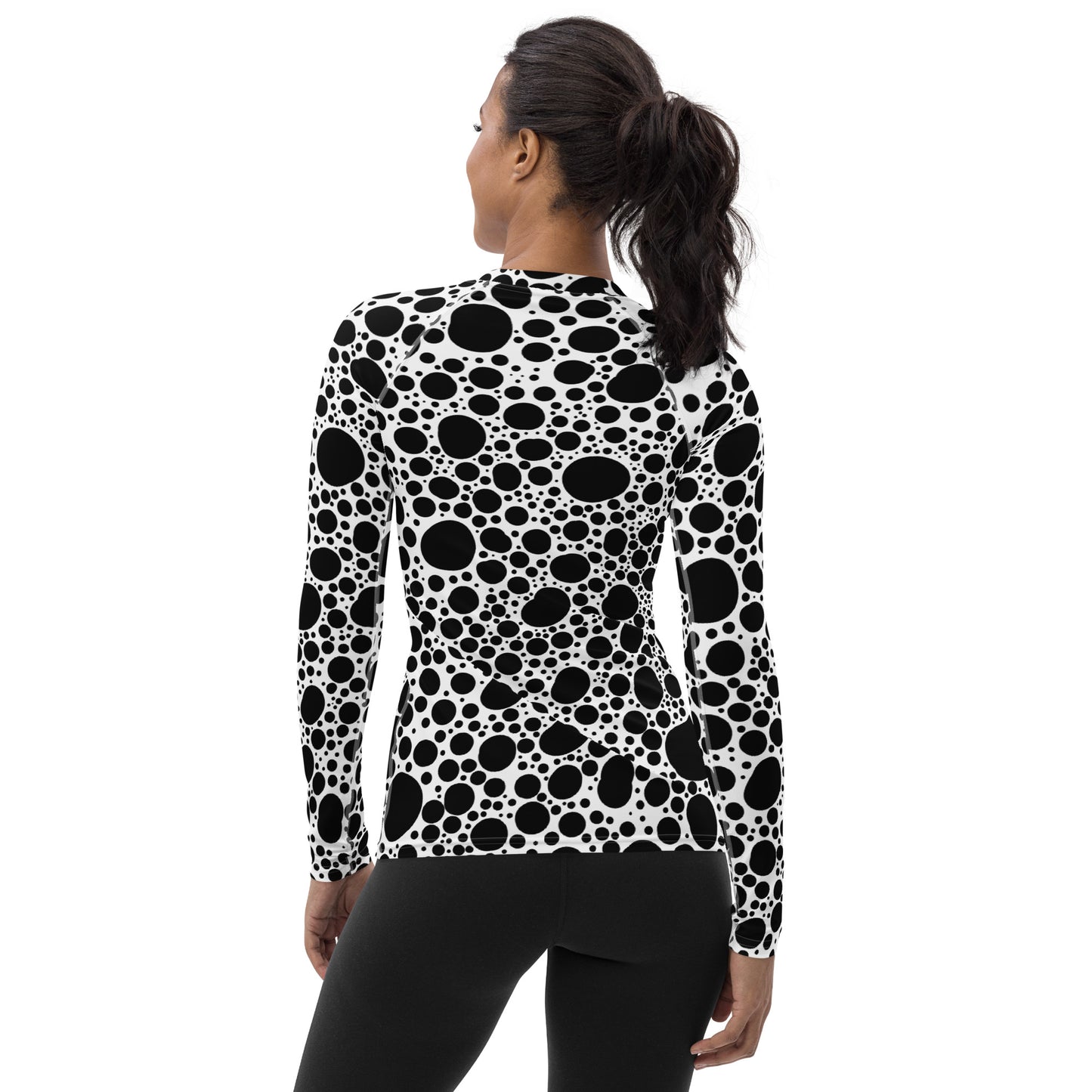 Noir Pointillism on White Women's Rash Guard