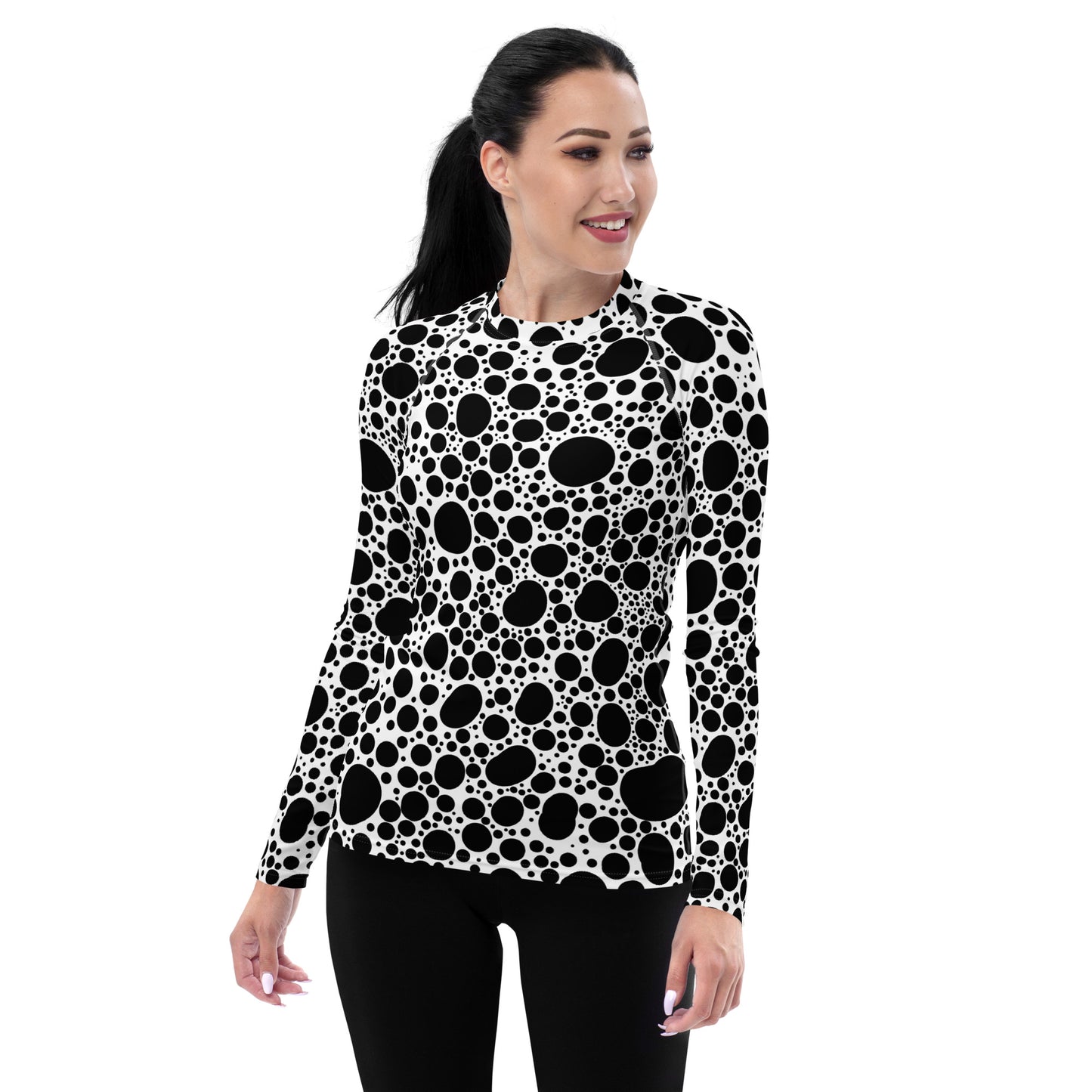 Noir Pointillism on White Women's Rash Guard