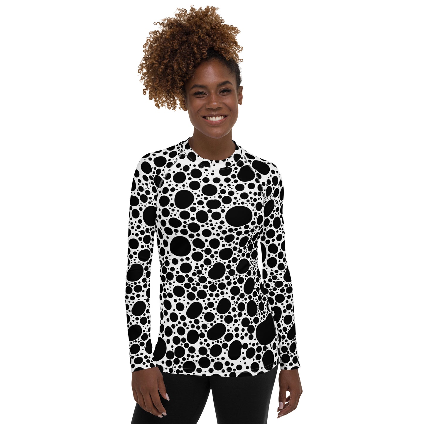 Noir Pointillism on White Women's Rash Guard