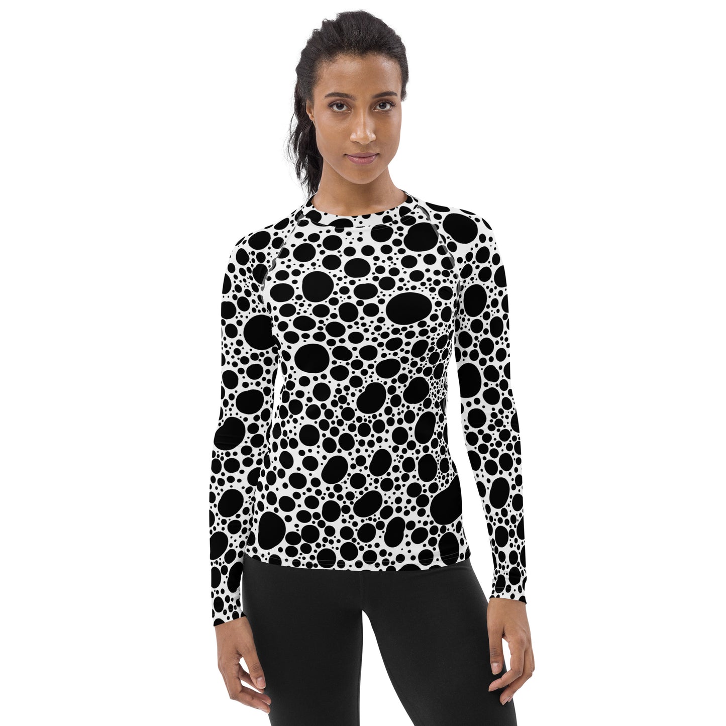 Noir Pointillism on White Women's Rash Guard