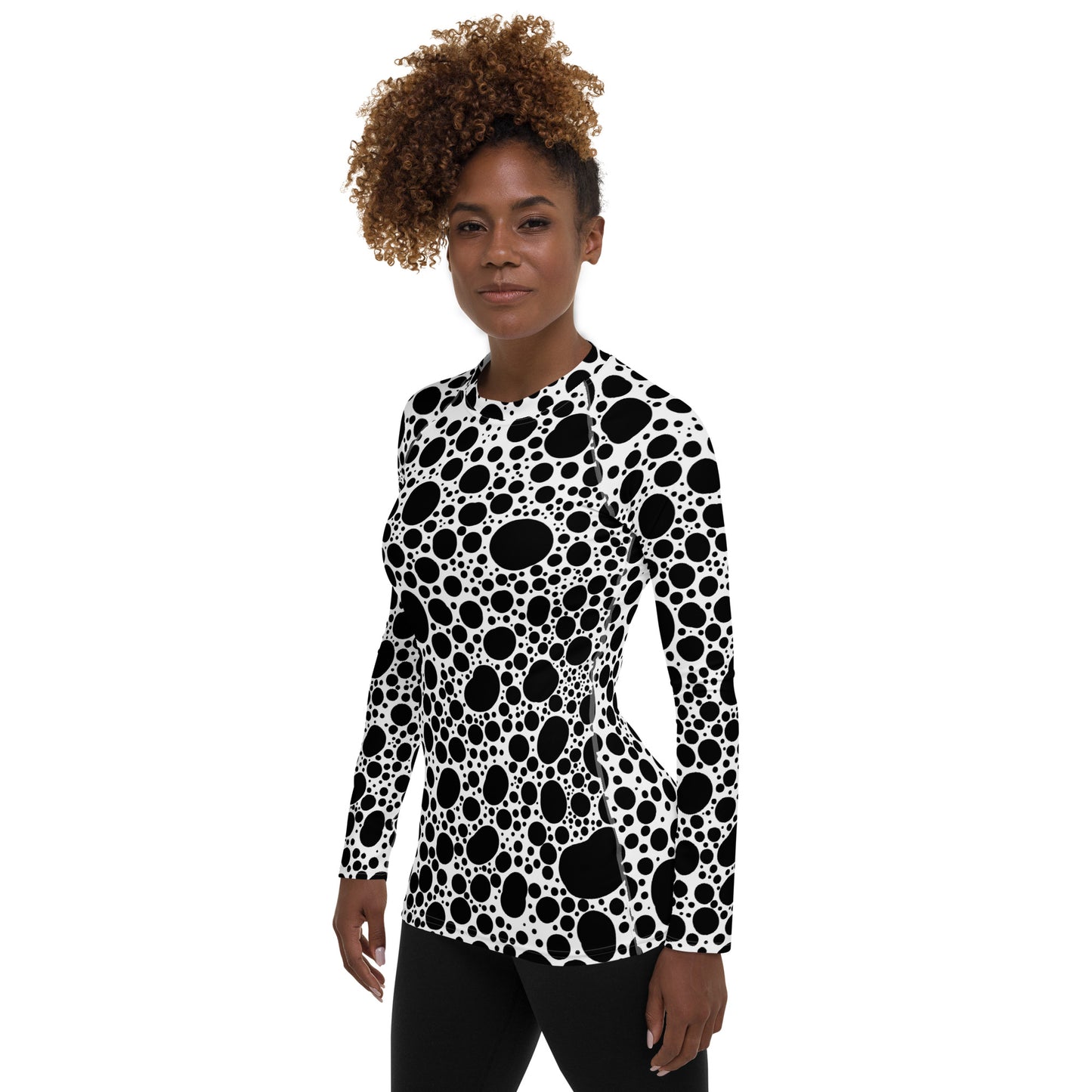 Noir Pointillism on White Women's Rash Guard