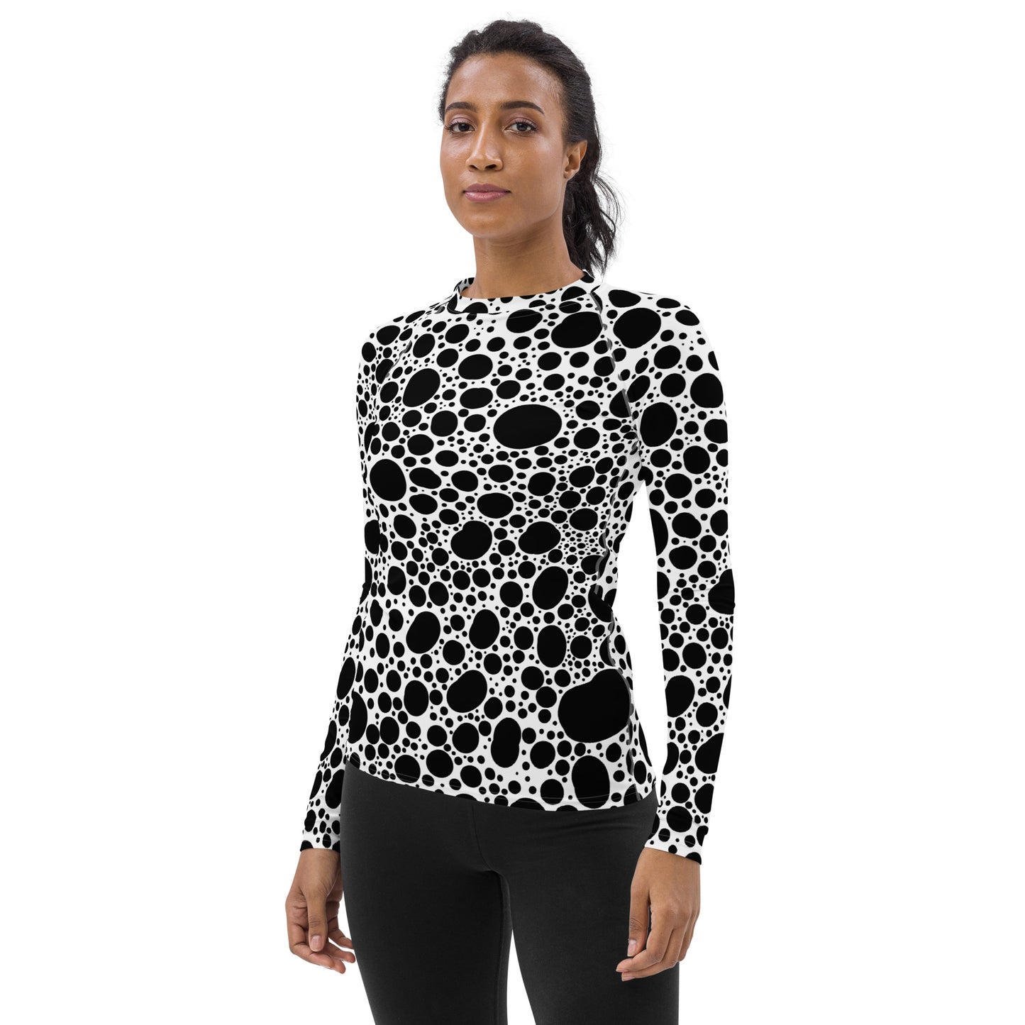 Noir Pointillism on White Women's Rash Guard