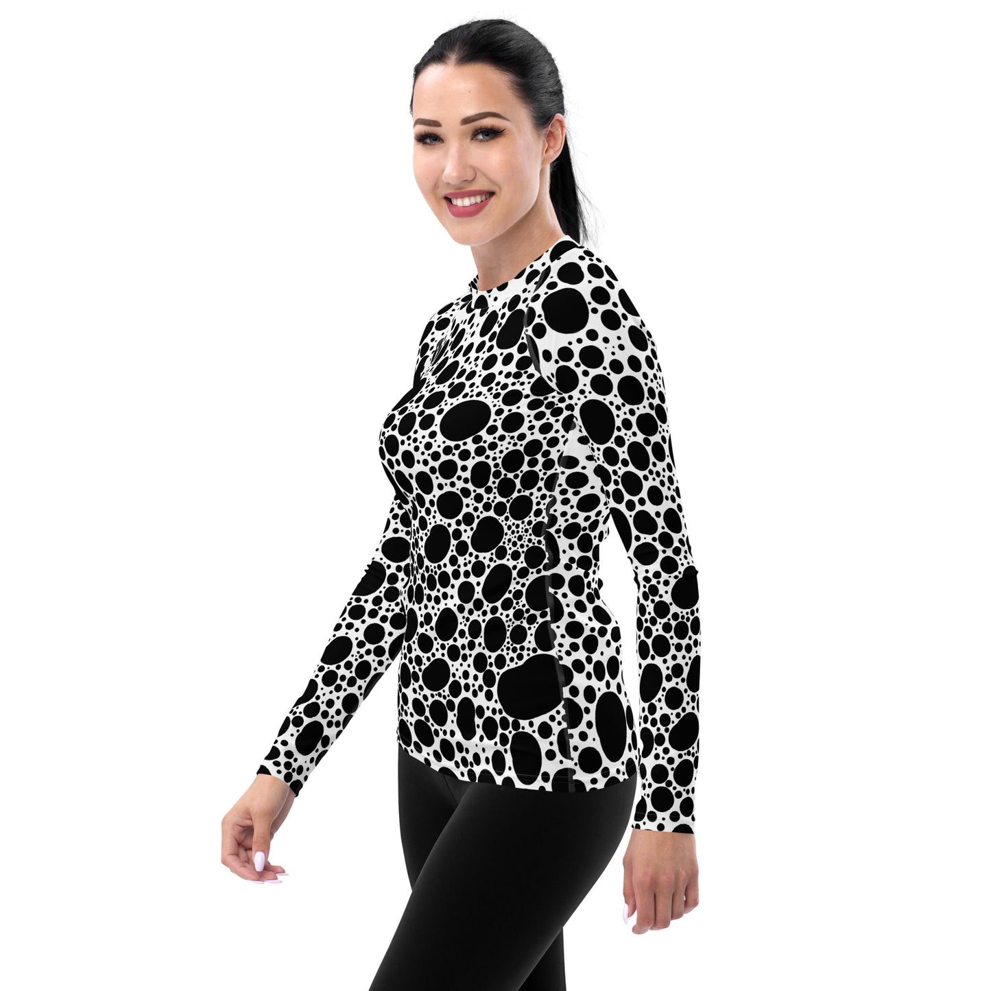 Noir Pointillism on White Women's Rash Guard