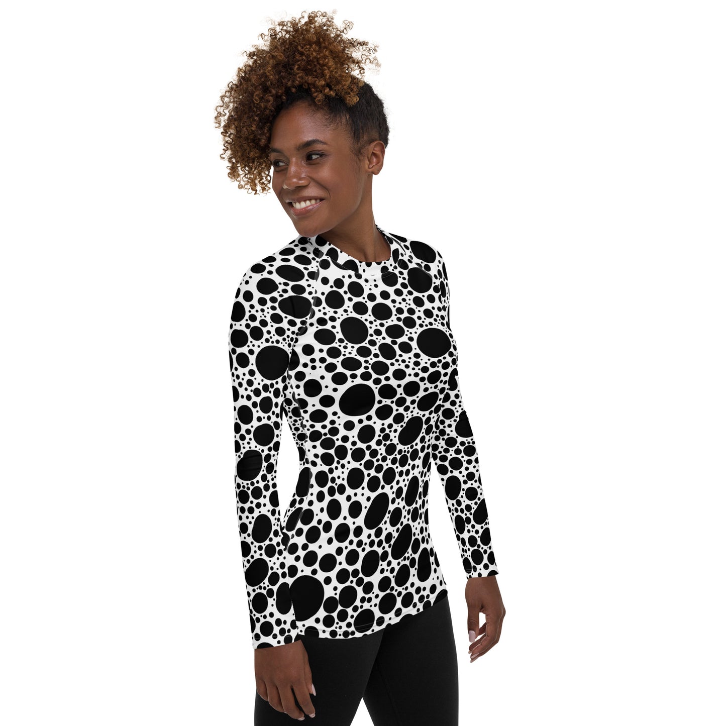 Noir Pointillism on White Women's Rash Guard