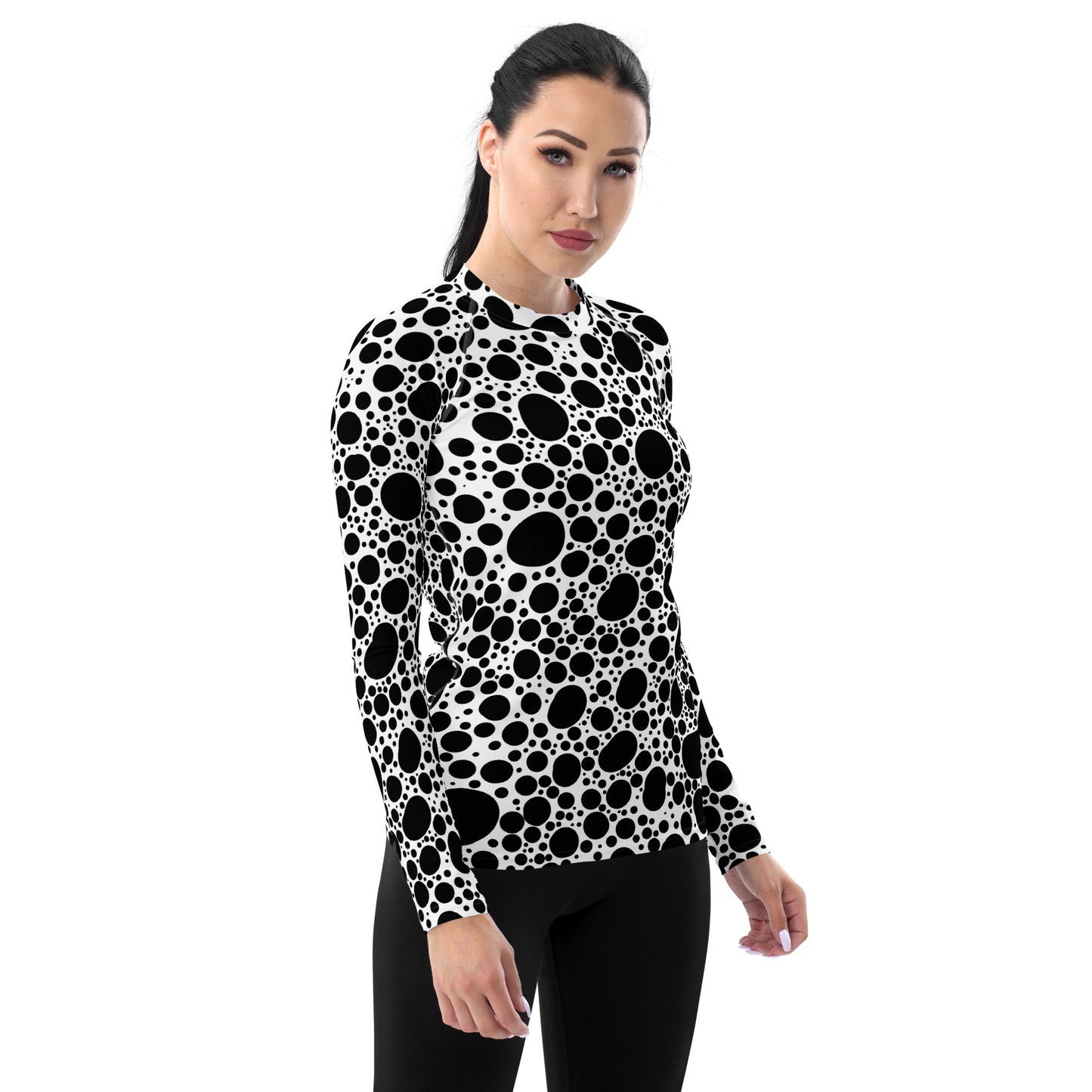 Noir Pointillism on White Women's Rash Guard