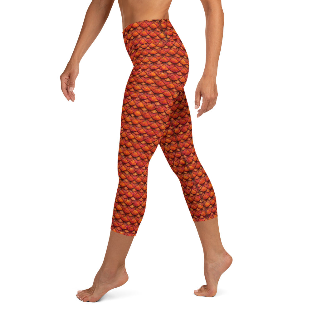 Kurtalor, the Infernal Sentinel of Joy and Peace Yoga Capri Leggings