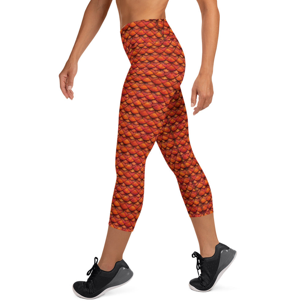 Kurtalor, the Infernal Sentinel of Joy and Peace Yoga Capri Leggings