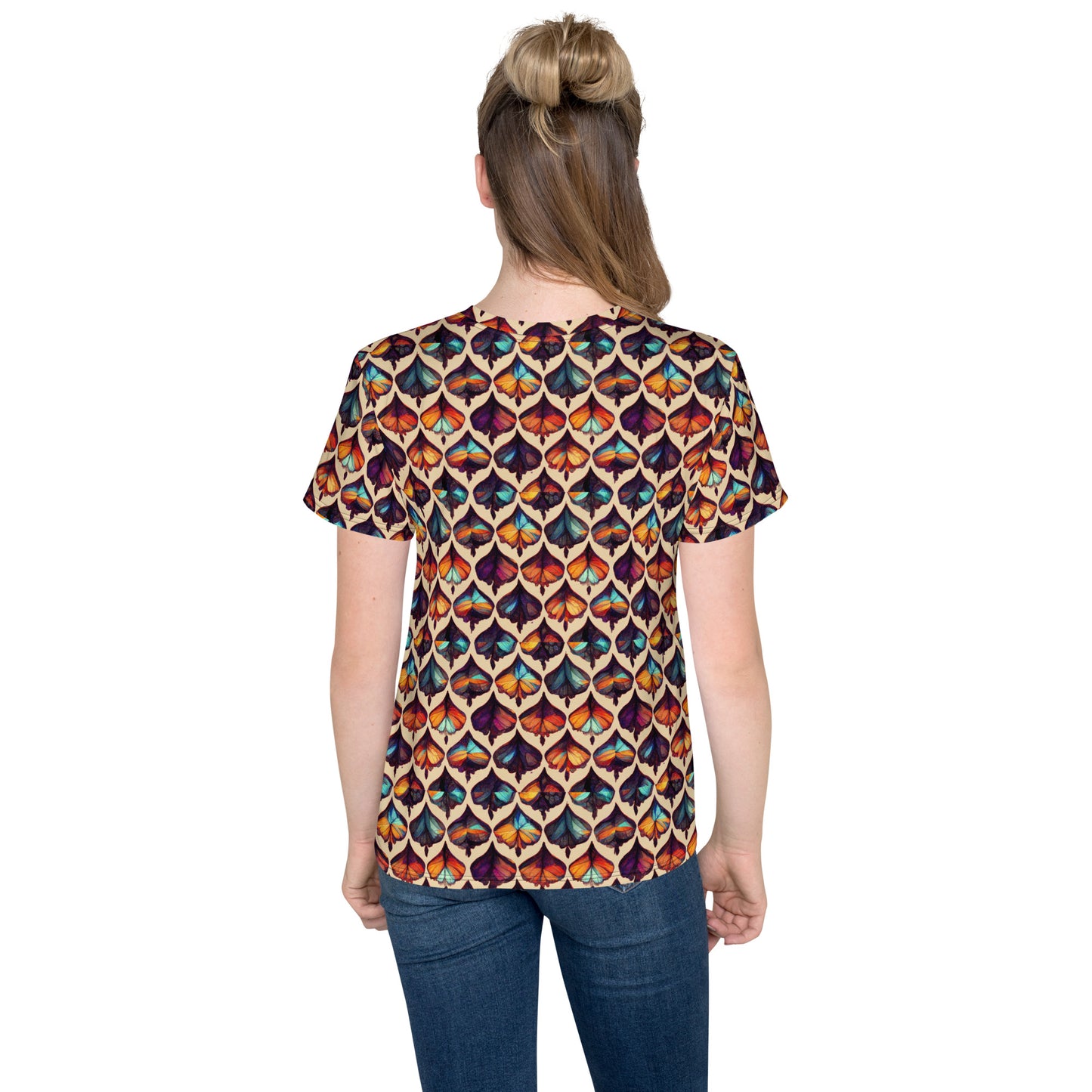 Butterfly Kaleidoscope Junior Girl’s crew neck t-shirt