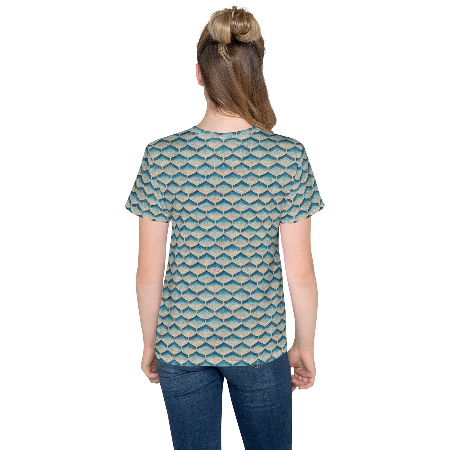 Seafoam Scales Junior Girl’s crew neck t-shirt