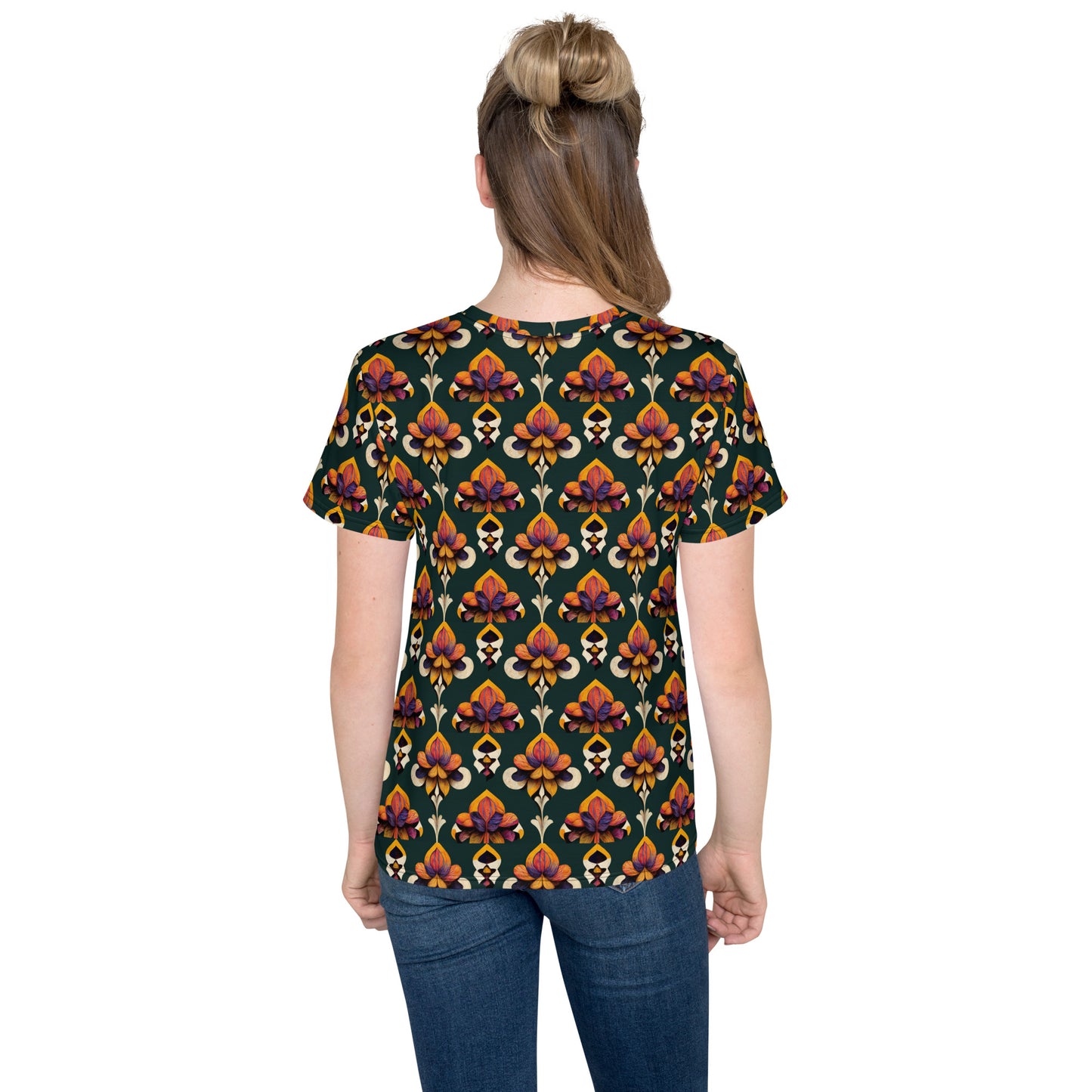 Taza’s Radiant Petals Junior’s crew neck t-shirt