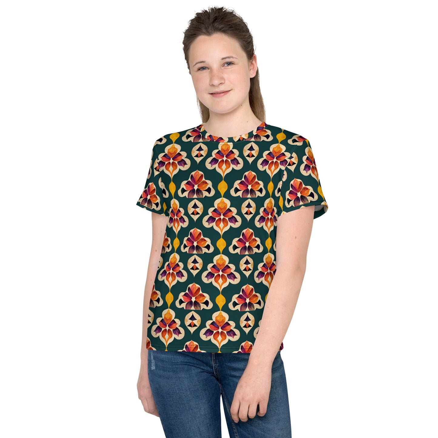 Ifrane’s Rainbow Blossoms Junior Girl’s crew neck t-shirt