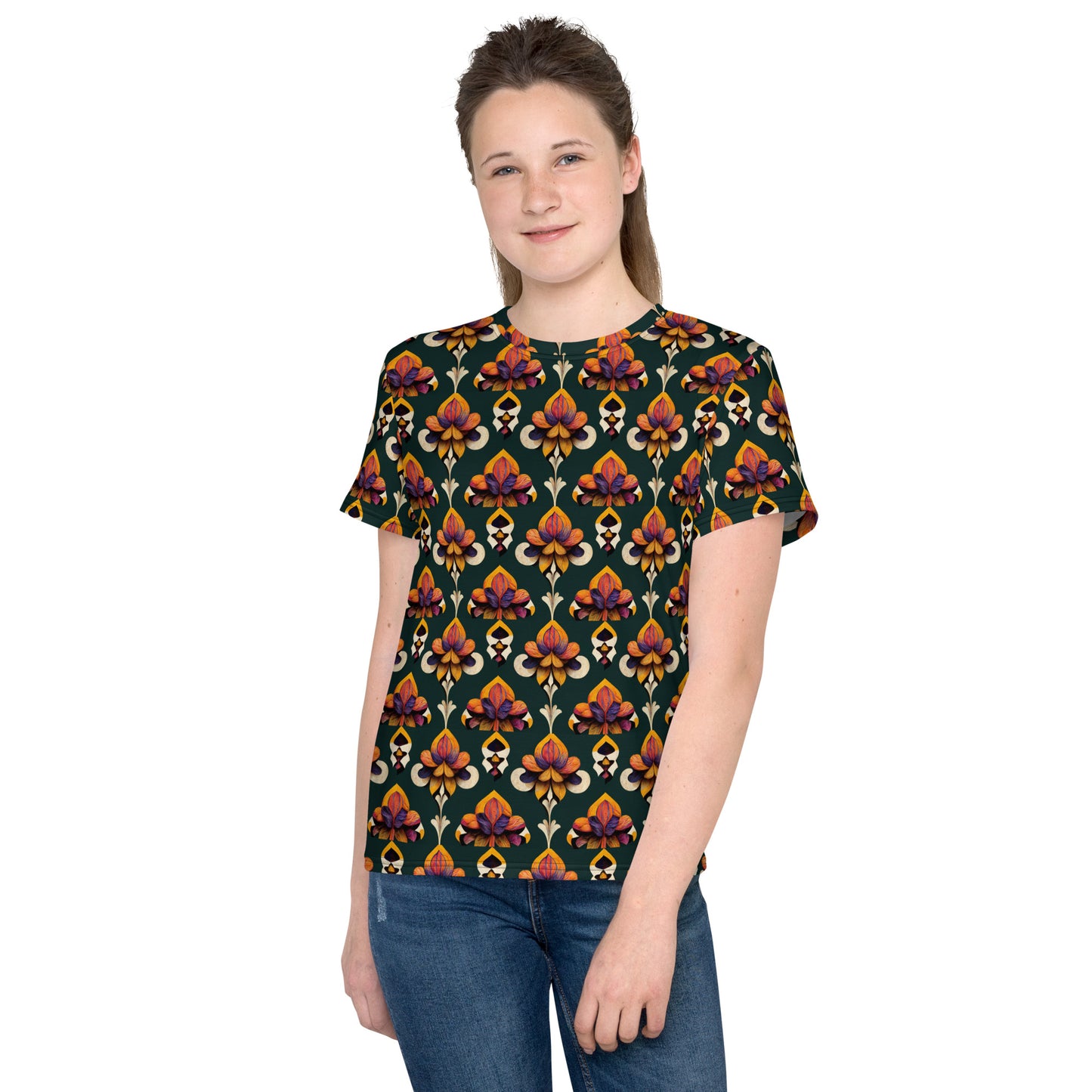 Taza’s Radiant Petals Junior’s crew neck t-shirt