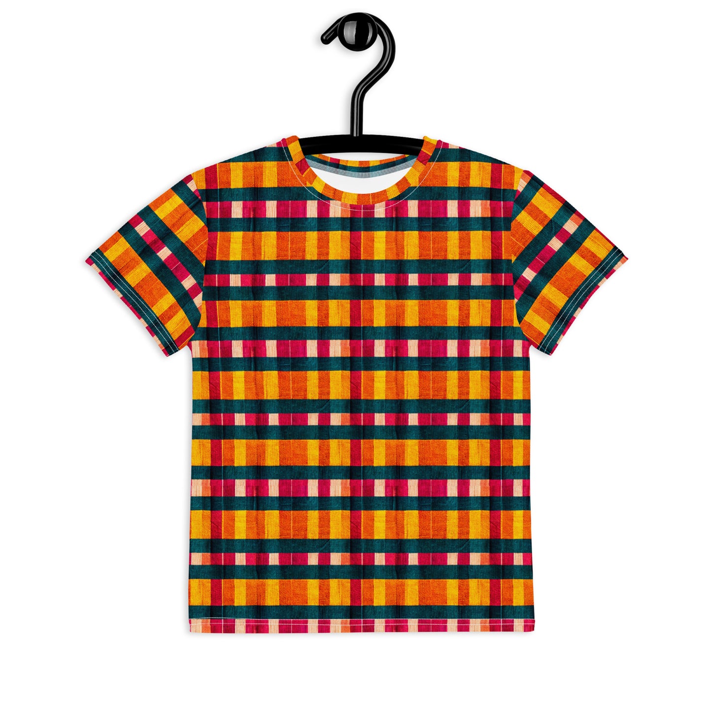 Tropical Fiesta Plaid Junior Girl’s crew neck t-shirt