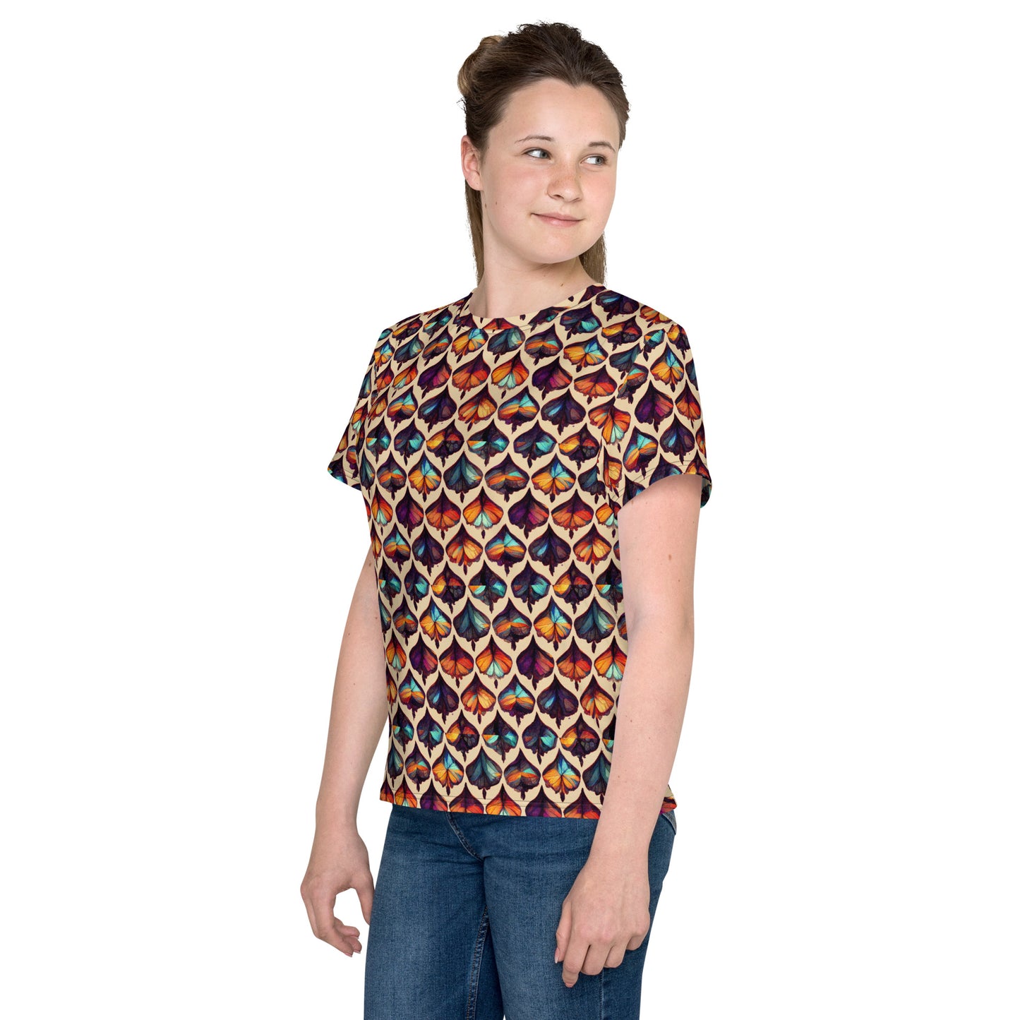 Butterfly Kaleidoscope Junior Girl’s crew neck t-shirt