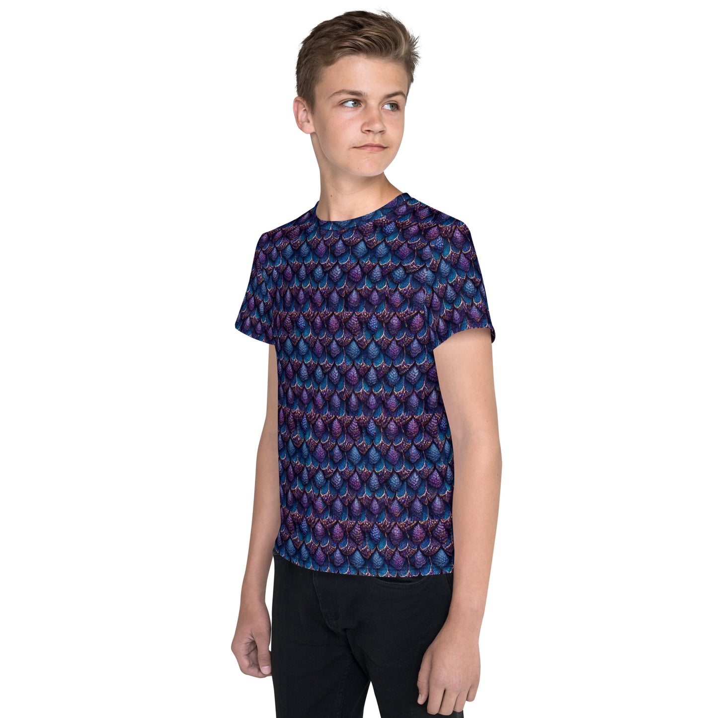 Luminosa, the Radiant Amethyst Drakon Junior Boy’s crew neck t-shirt