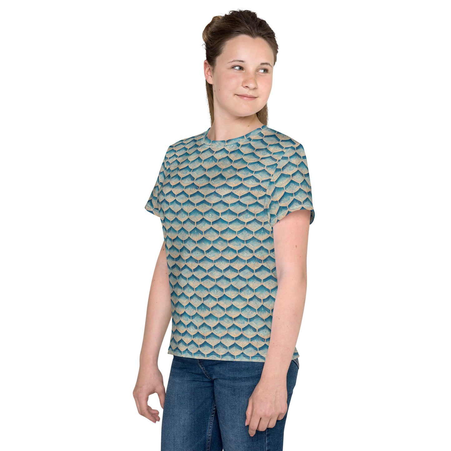 Seafoam Scales Junior Girl’s crew neck t-shirt