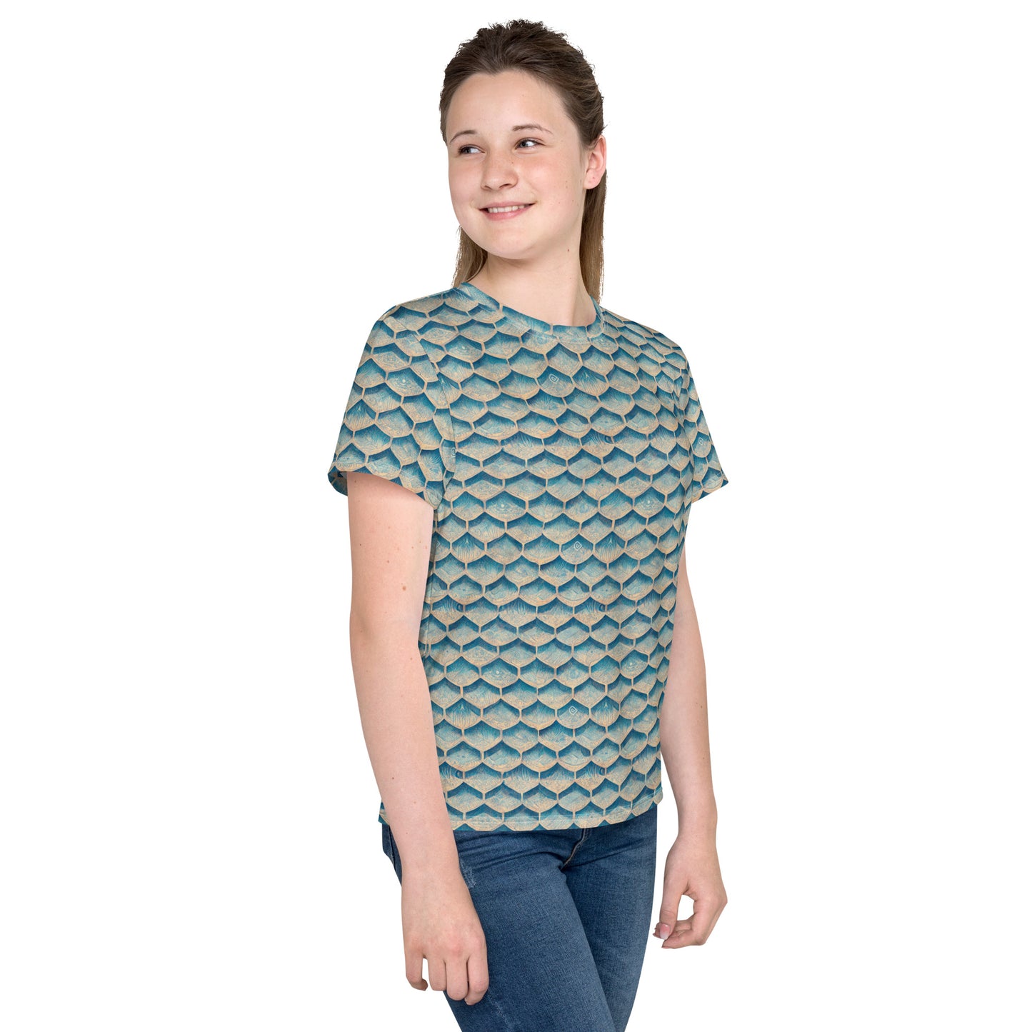 Seafoam Scales Junior Girl’s crew neck t-shirt