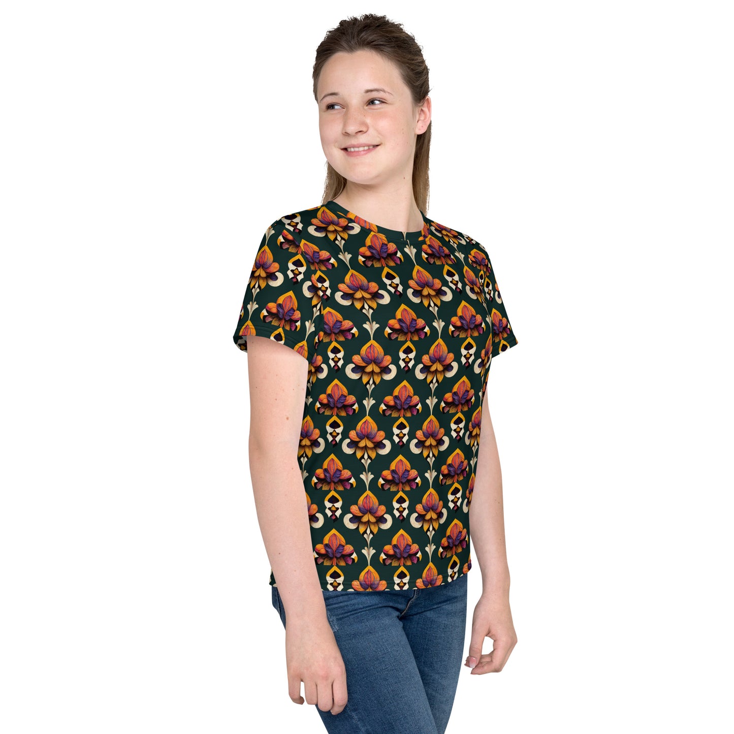 Taza’s Radiant Petals Junior’s crew neck t-shirt