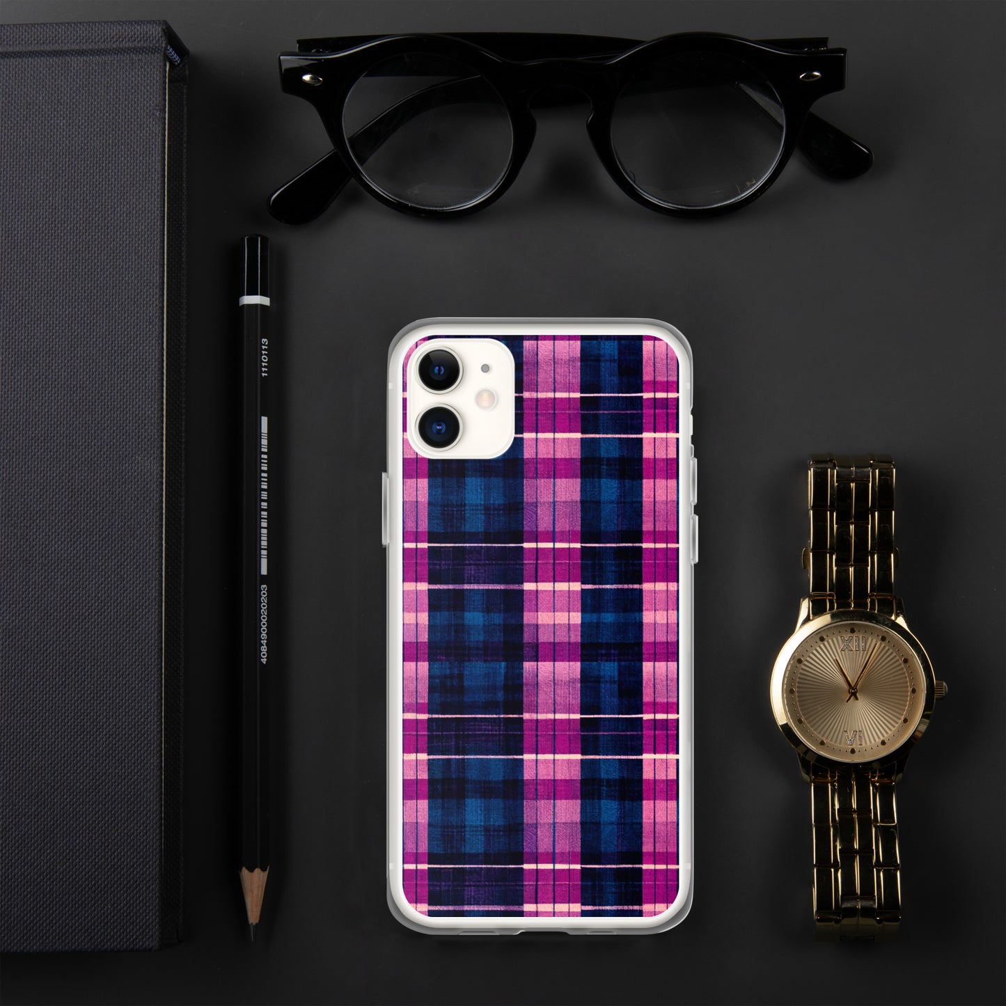 Blueberry Bliss Plaid Clear Case for iPhone®