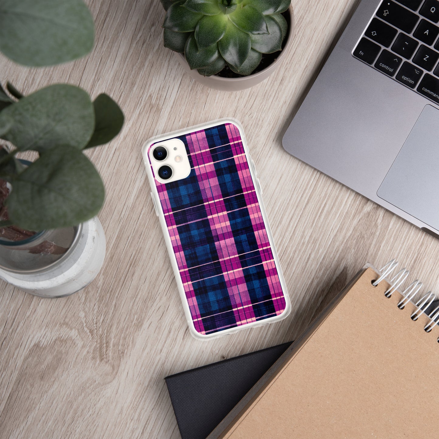 Blueberry Bliss Plaid Clear Case for iPhone®