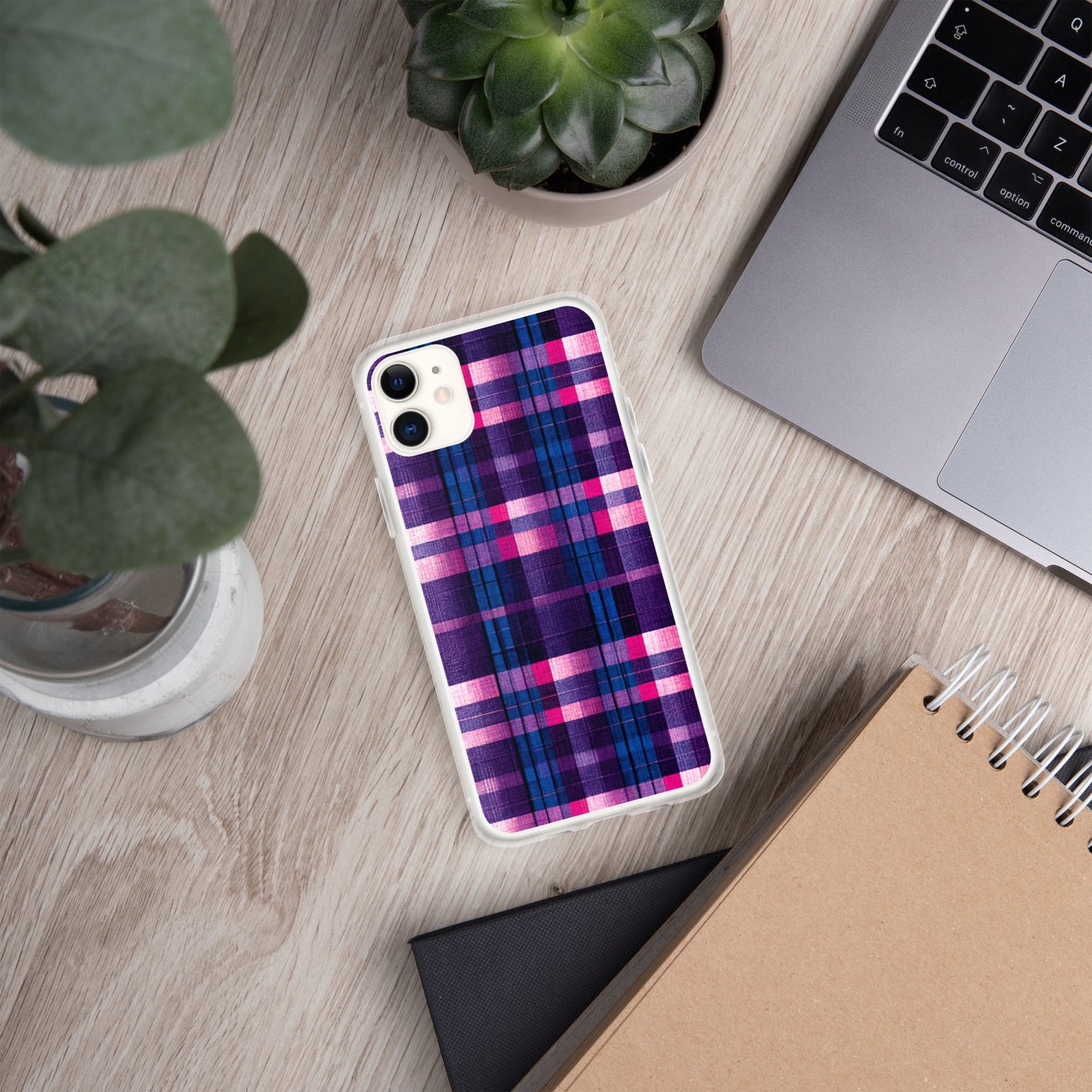 Berry Delight Plaid Clear Case for iPhone®