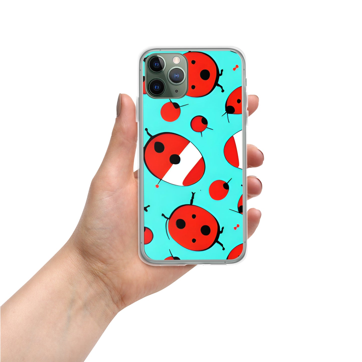 Cosmic Ladybug Rockets on Blue on Clear Case for iPhone®