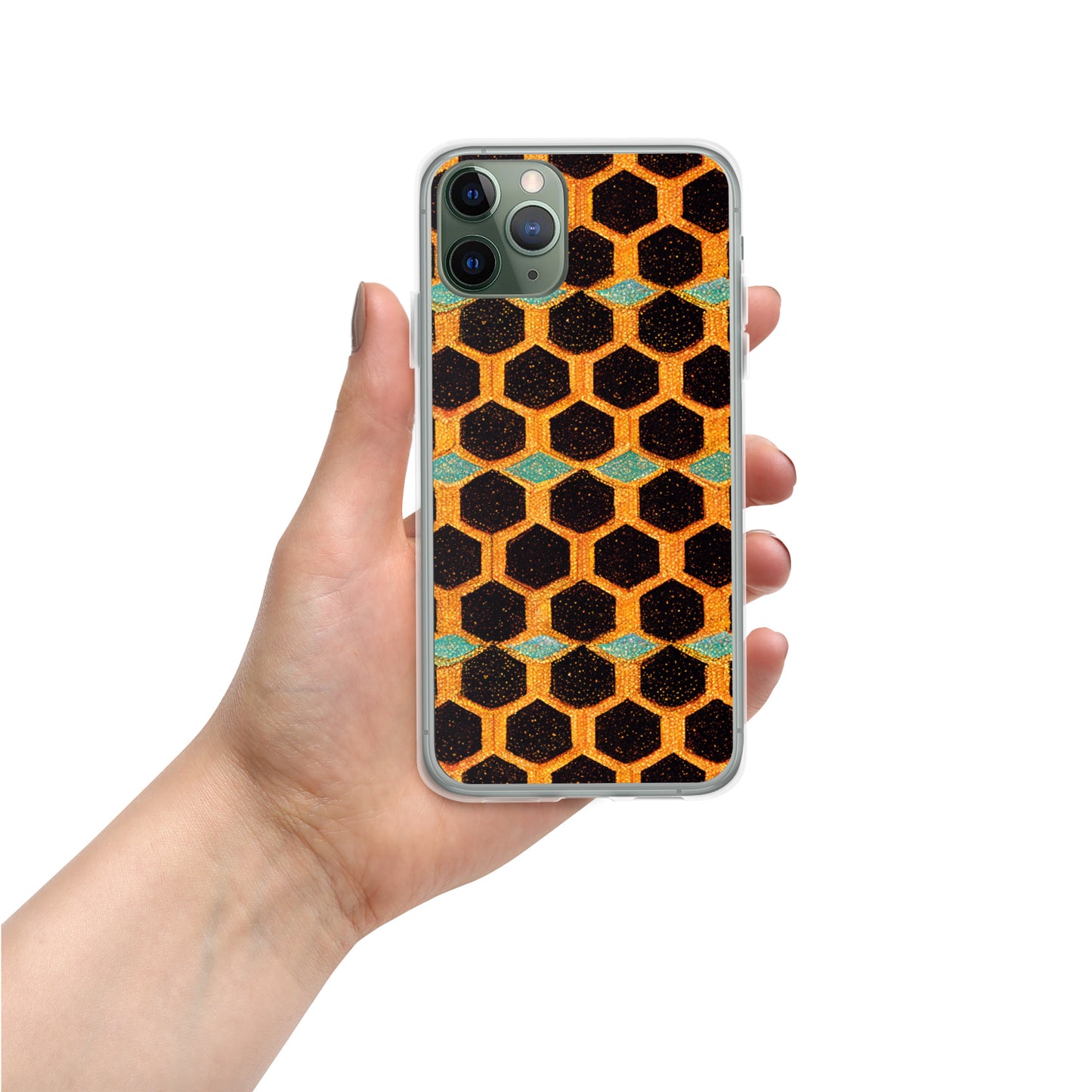 Teal and Gold Bee Bungalow Clear Case for iPhone®