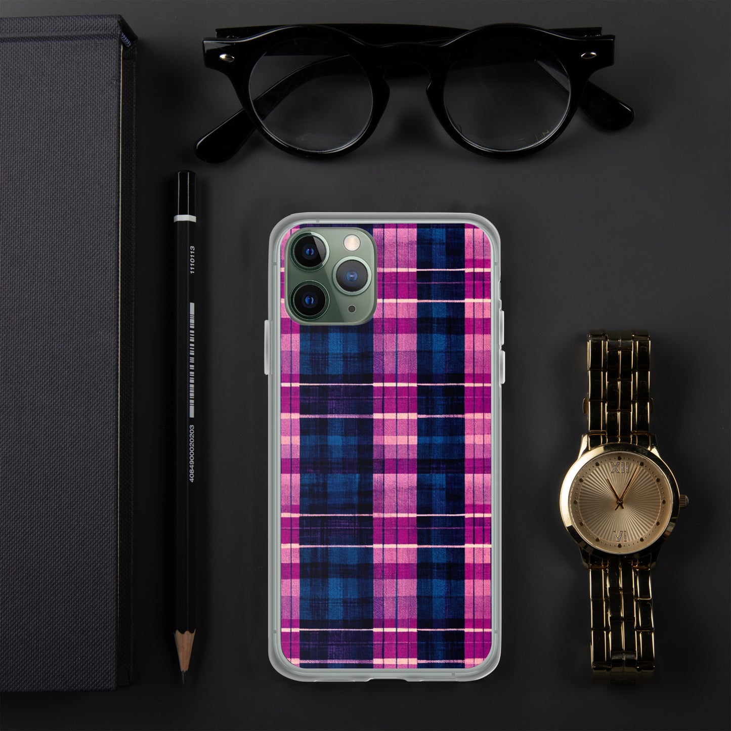 Blueberry Bliss Plaid Clear Case for iPhone®