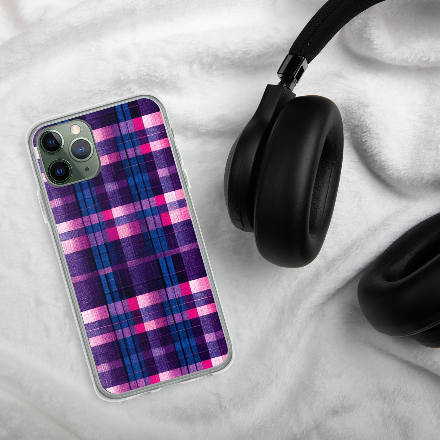 Berry Delight Plaid Clear Case for iPhone®