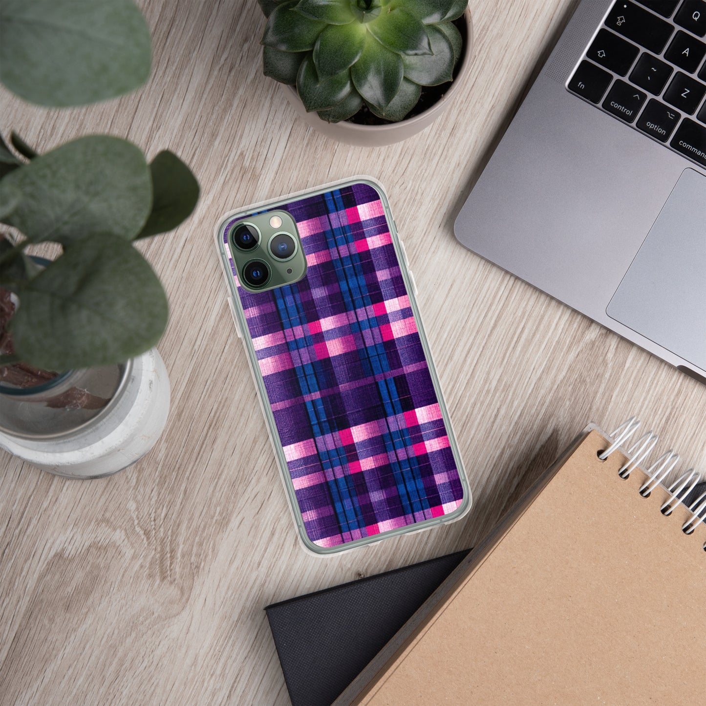 Berry Delight Plaid Clear Case for iPhone®