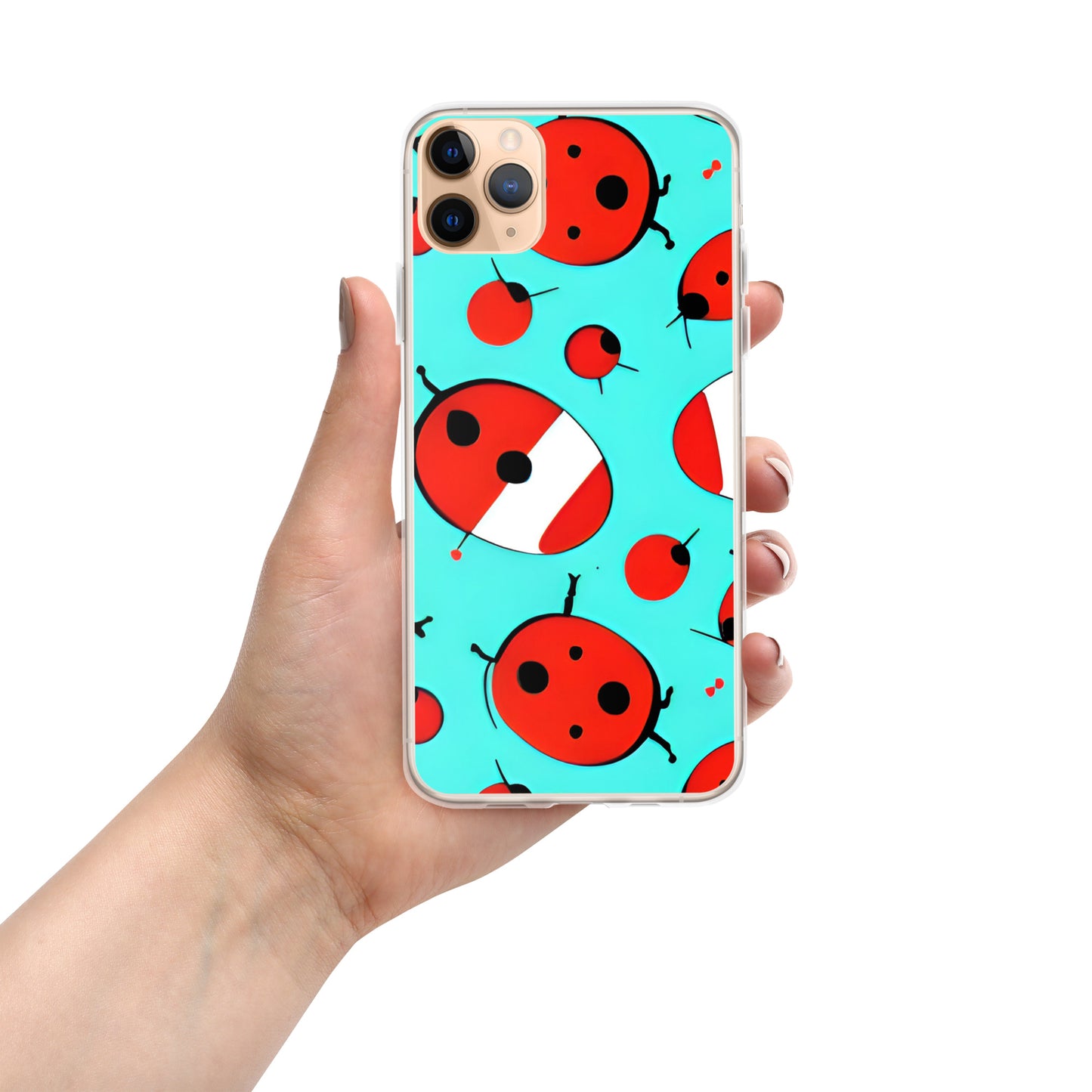 Cosmic Ladybug Rockets on Blue on Clear Case for iPhone®