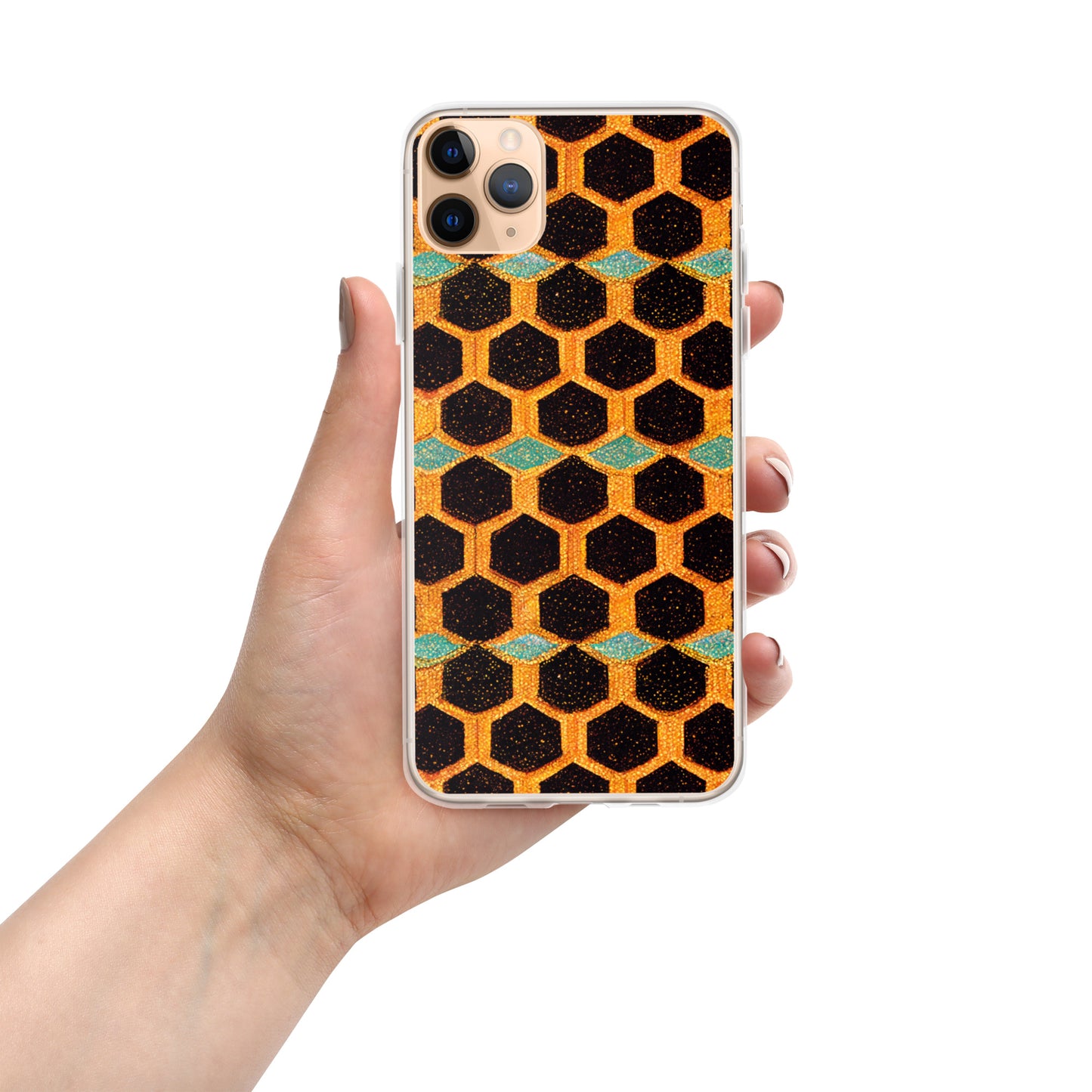 Teal and Gold Bee Bungalow Clear Case for iPhone®