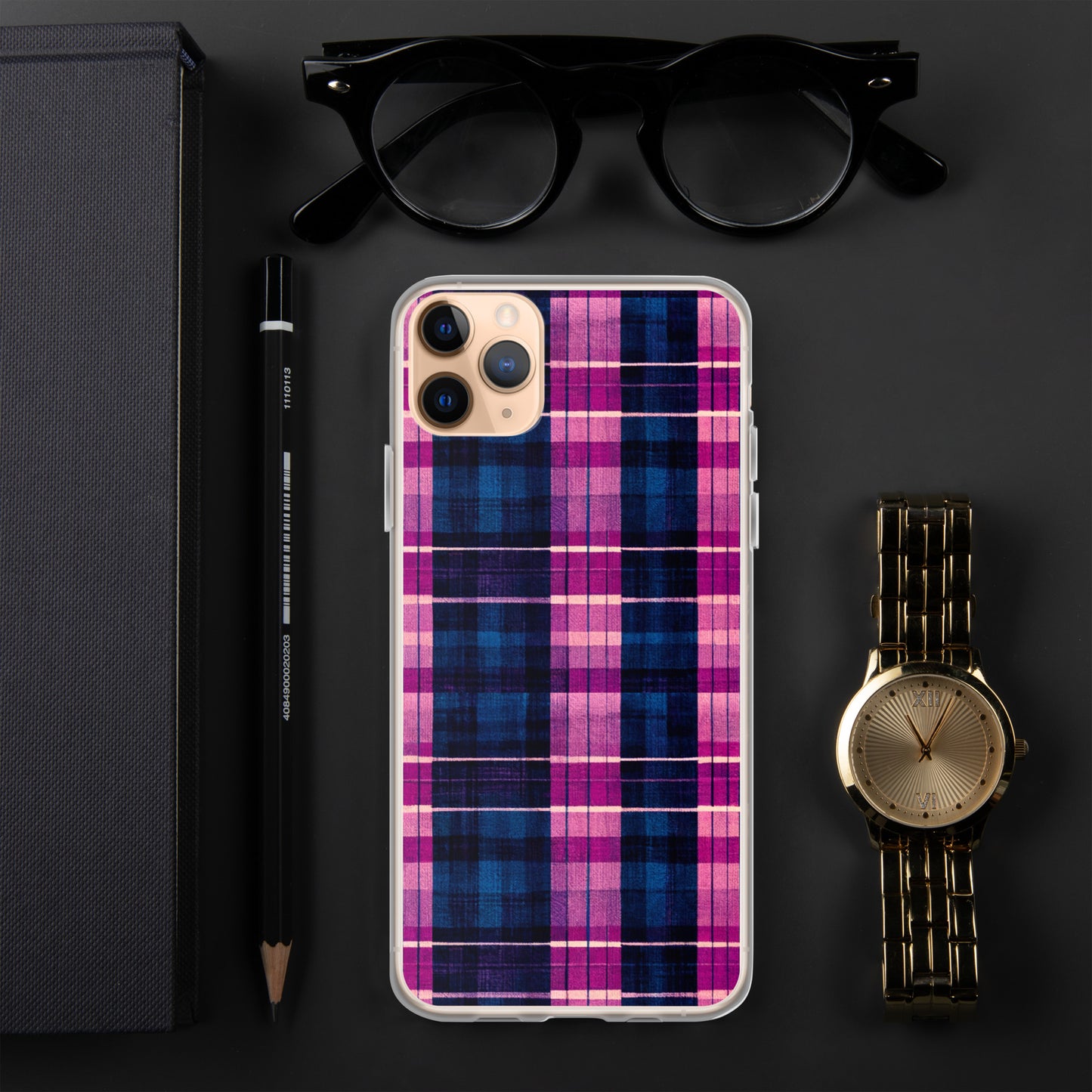 Blueberry Bliss Plaid Clear Case for iPhone®