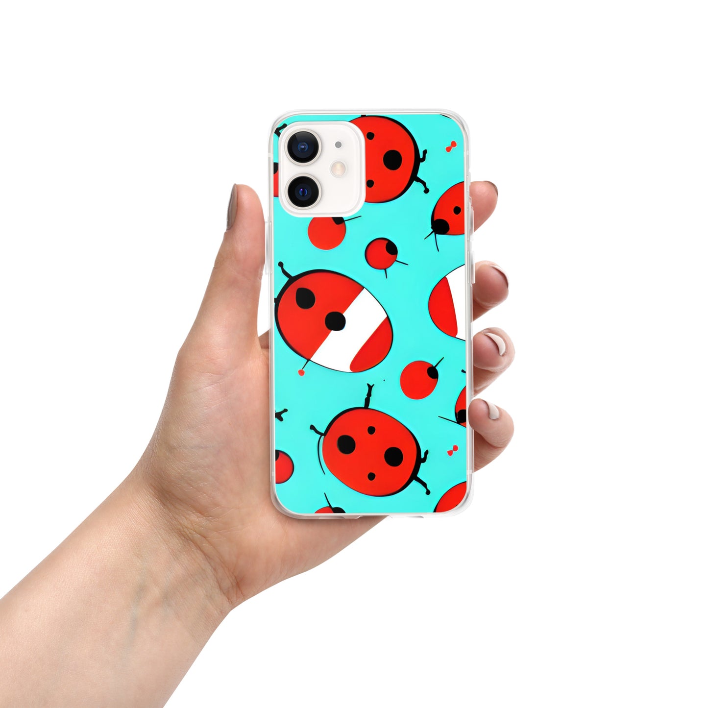 Cosmic Ladybug Rockets on Blue on Clear Case for iPhone®