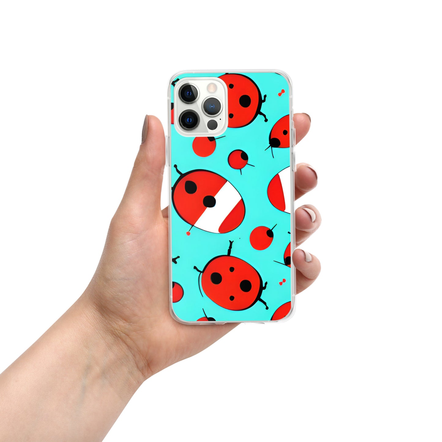 Cosmic Ladybug Rockets on Blue on Clear Case for iPhone®