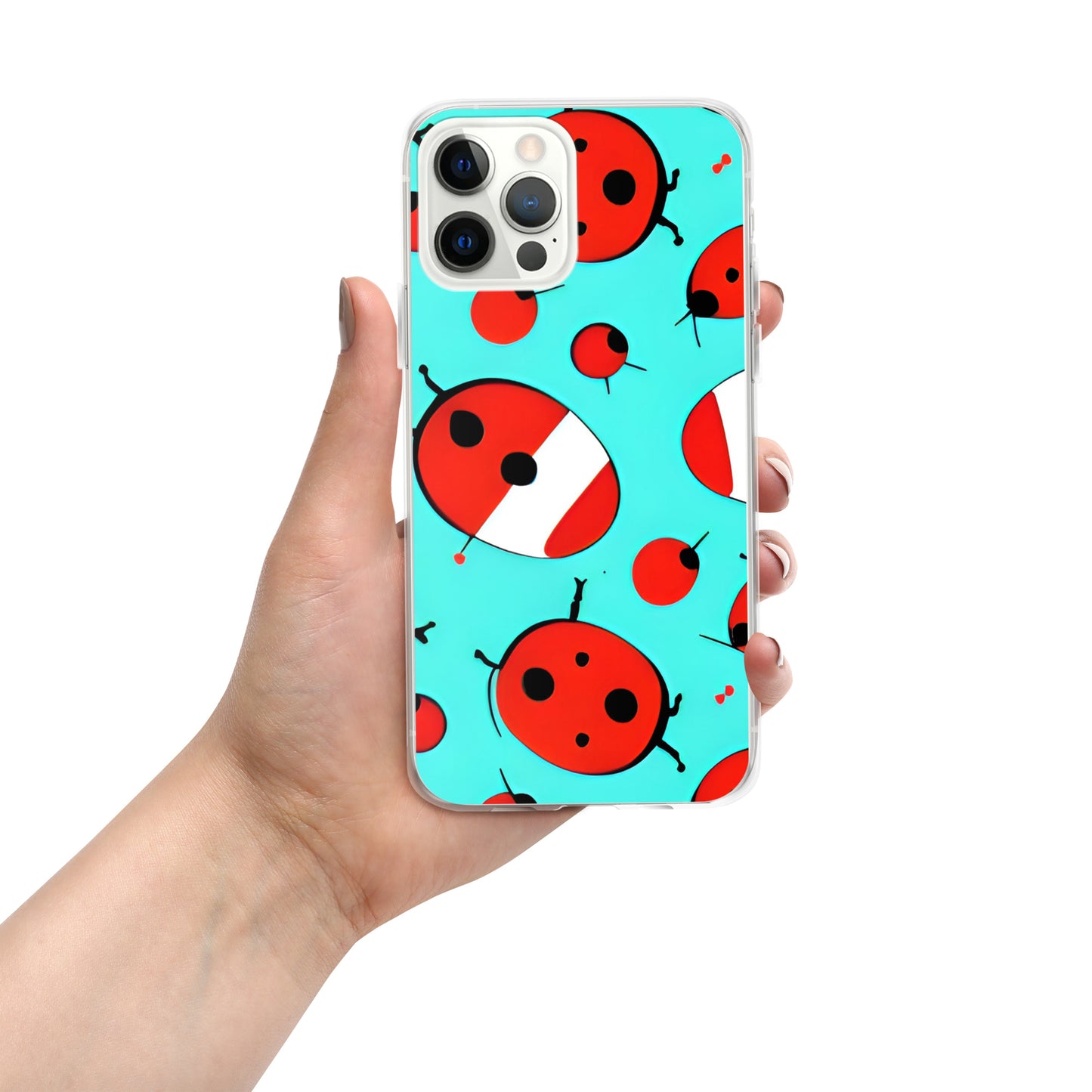 Cosmic Ladybug Rockets on Blue on Clear Case for iPhone®