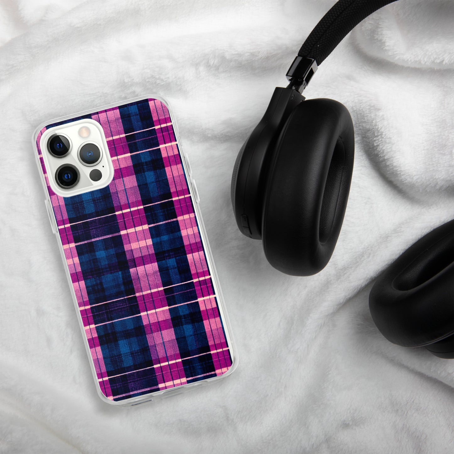 Blueberry Bliss Plaid Clear Case for iPhone®