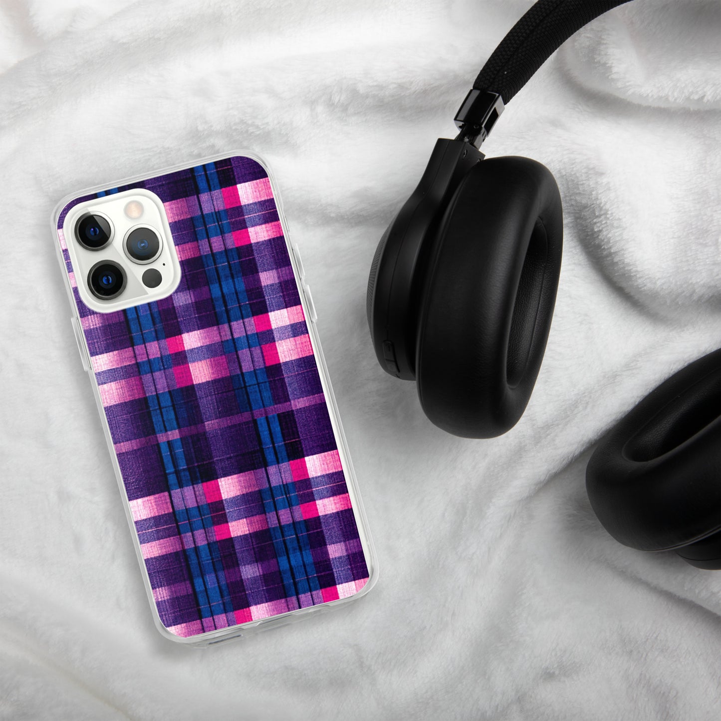 Berry Delight Plaid Clear Case for iPhone®