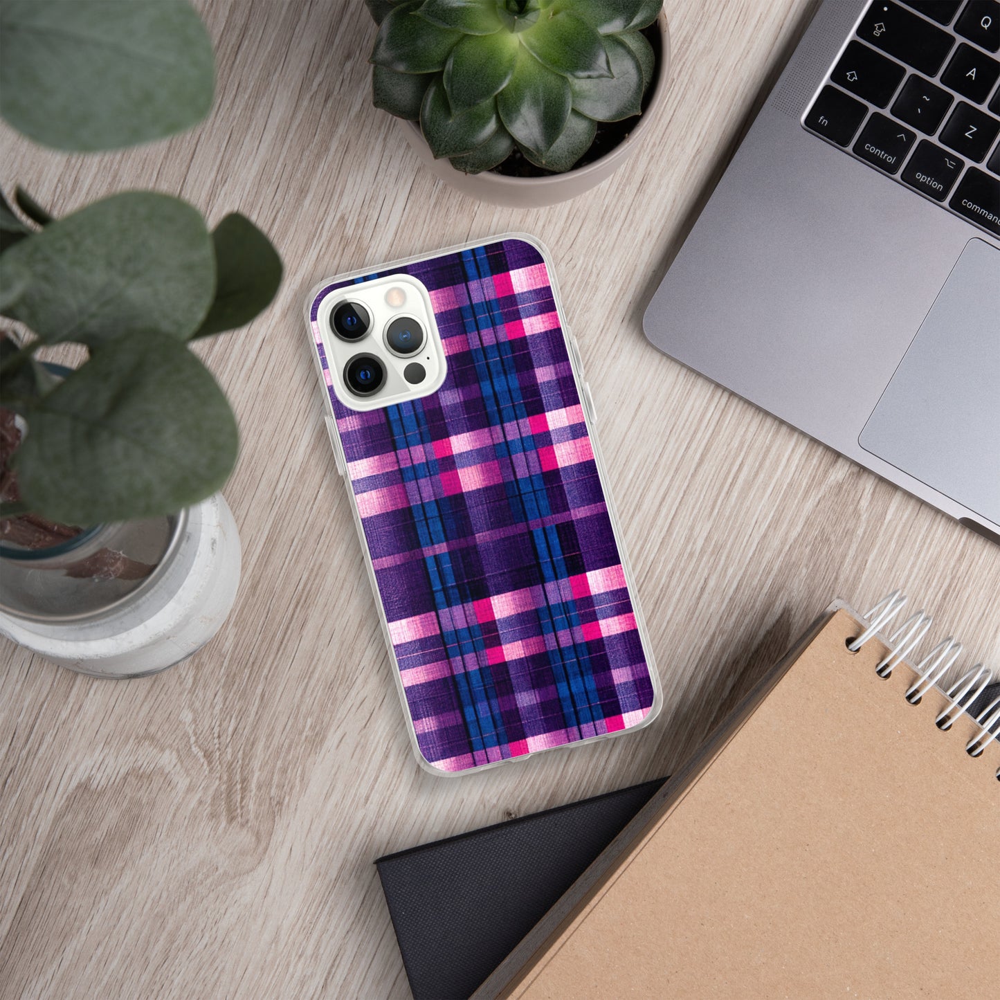 Berry Delight Plaid Clear Case for iPhone®