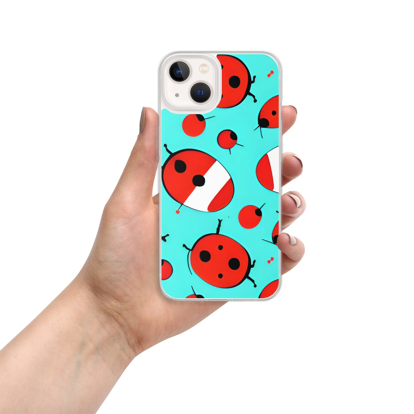 Cosmic Ladybug Rockets on Blue on Clear Case for iPhone®