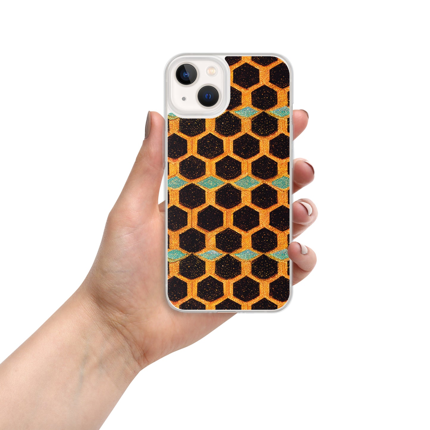 Teal and Gold Bee Bungalow Clear Case for iPhone®