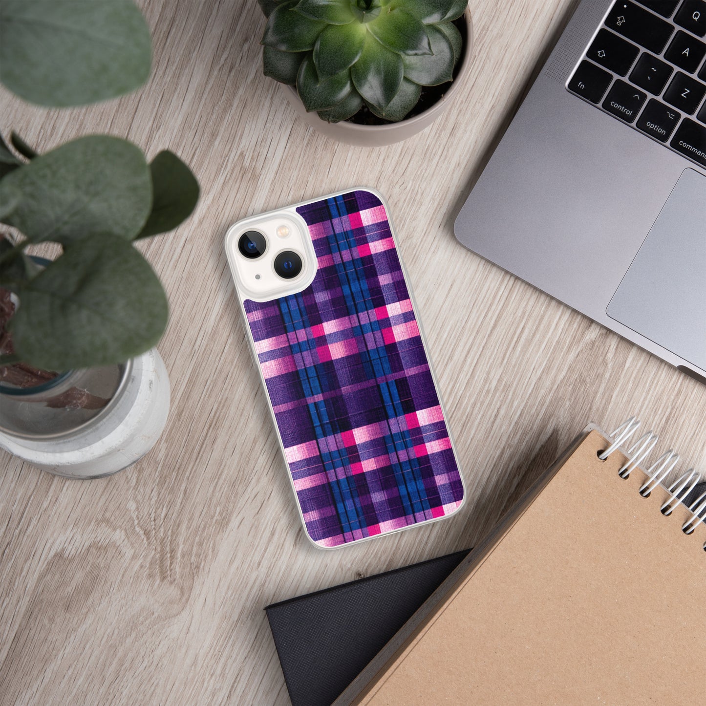 Berry Delight Plaid Clear Case for iPhone®