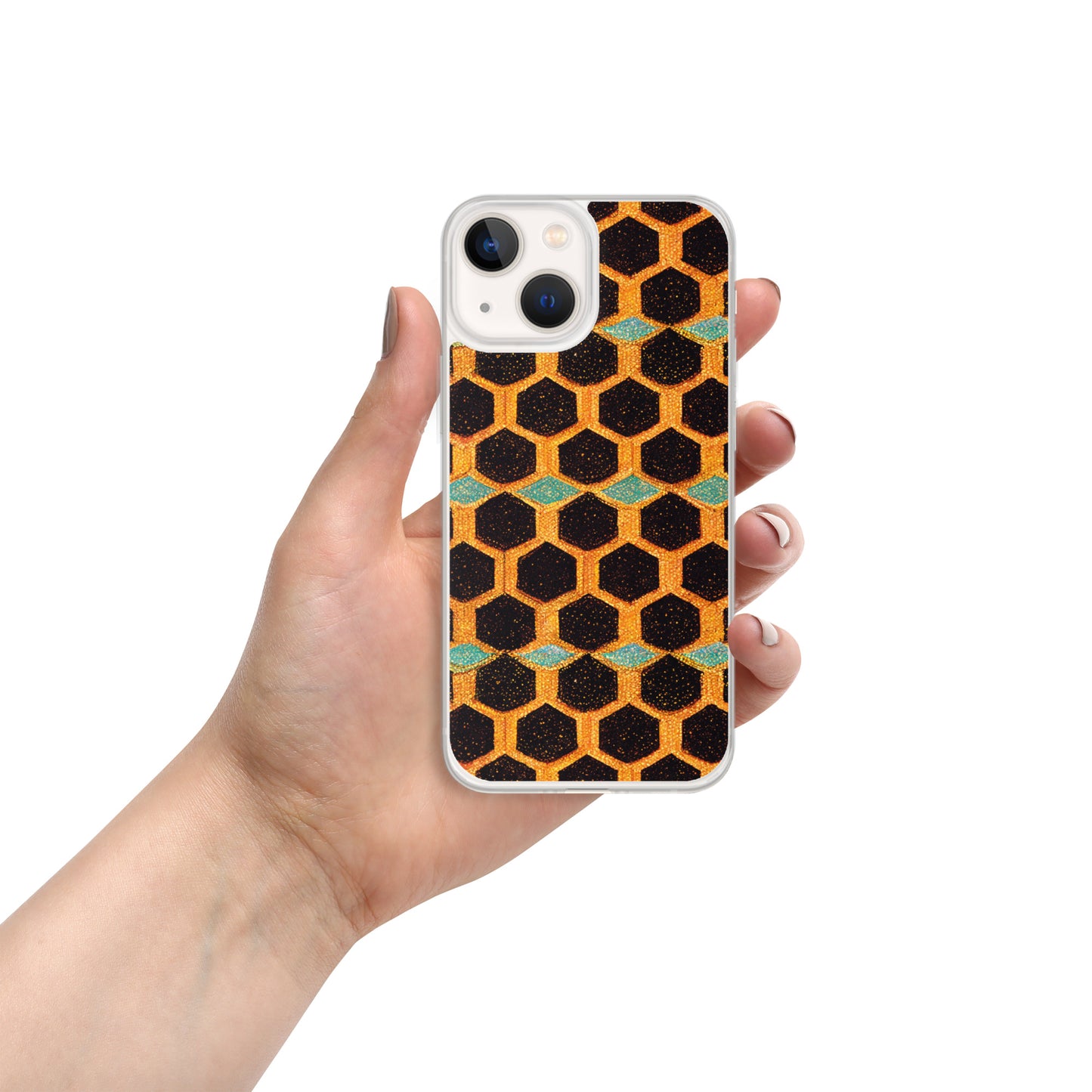 Teal and Gold Bee Bungalow Clear Case for iPhone®