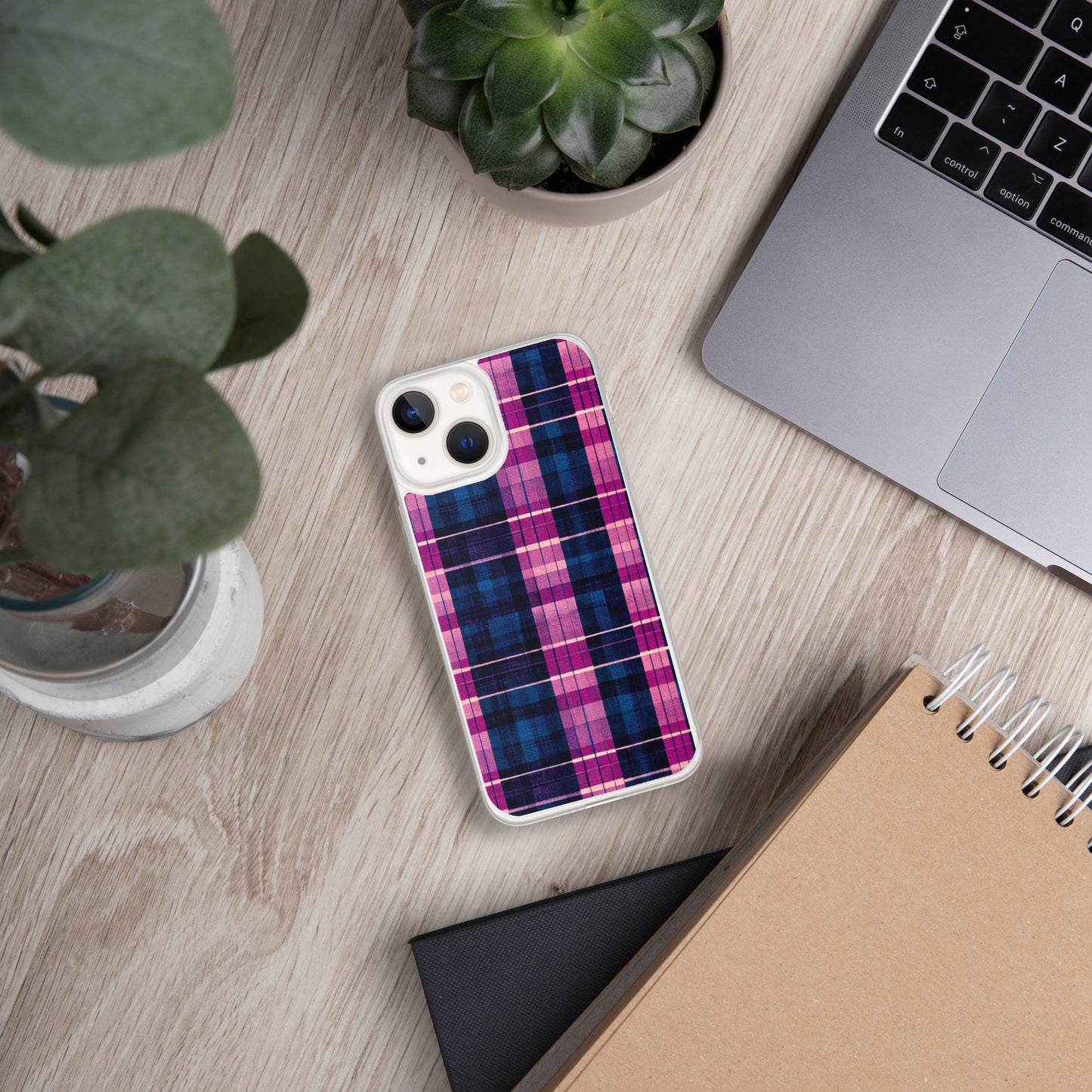 Blueberry Bliss Plaid Clear Case for iPhone®