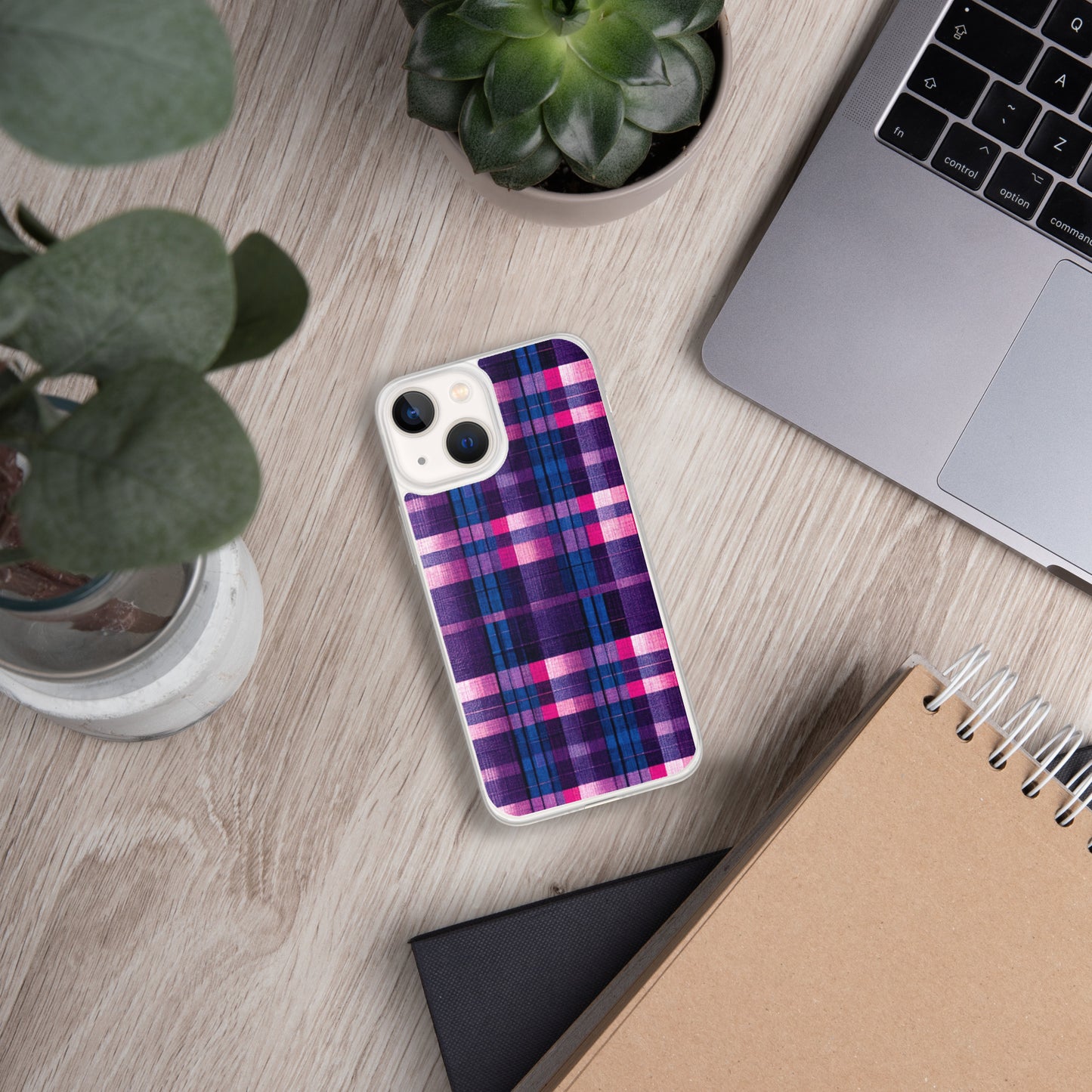 Berry Delight Plaid Clear Case for iPhone®