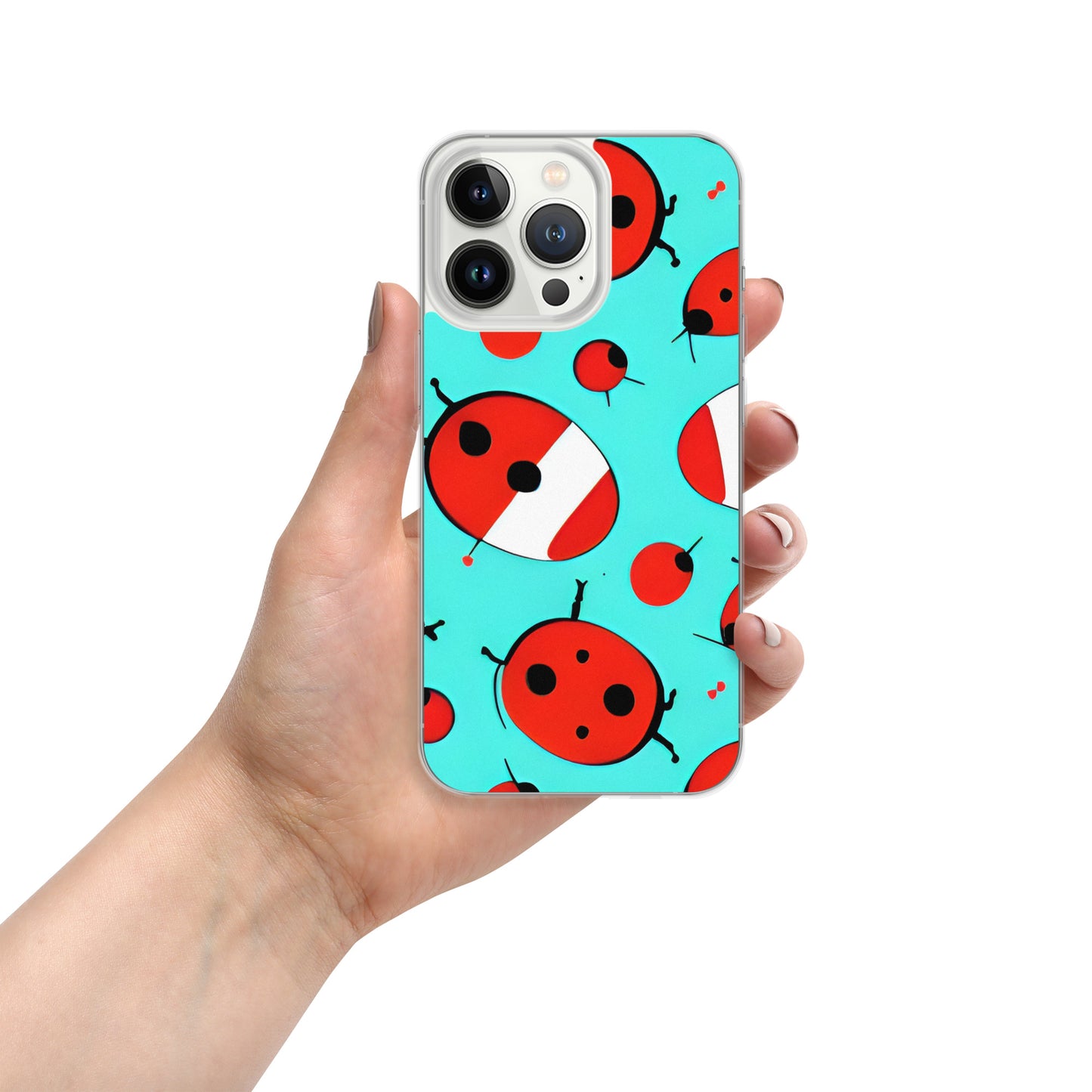 Cosmic Ladybug Rockets on Blue on Clear Case for iPhone®