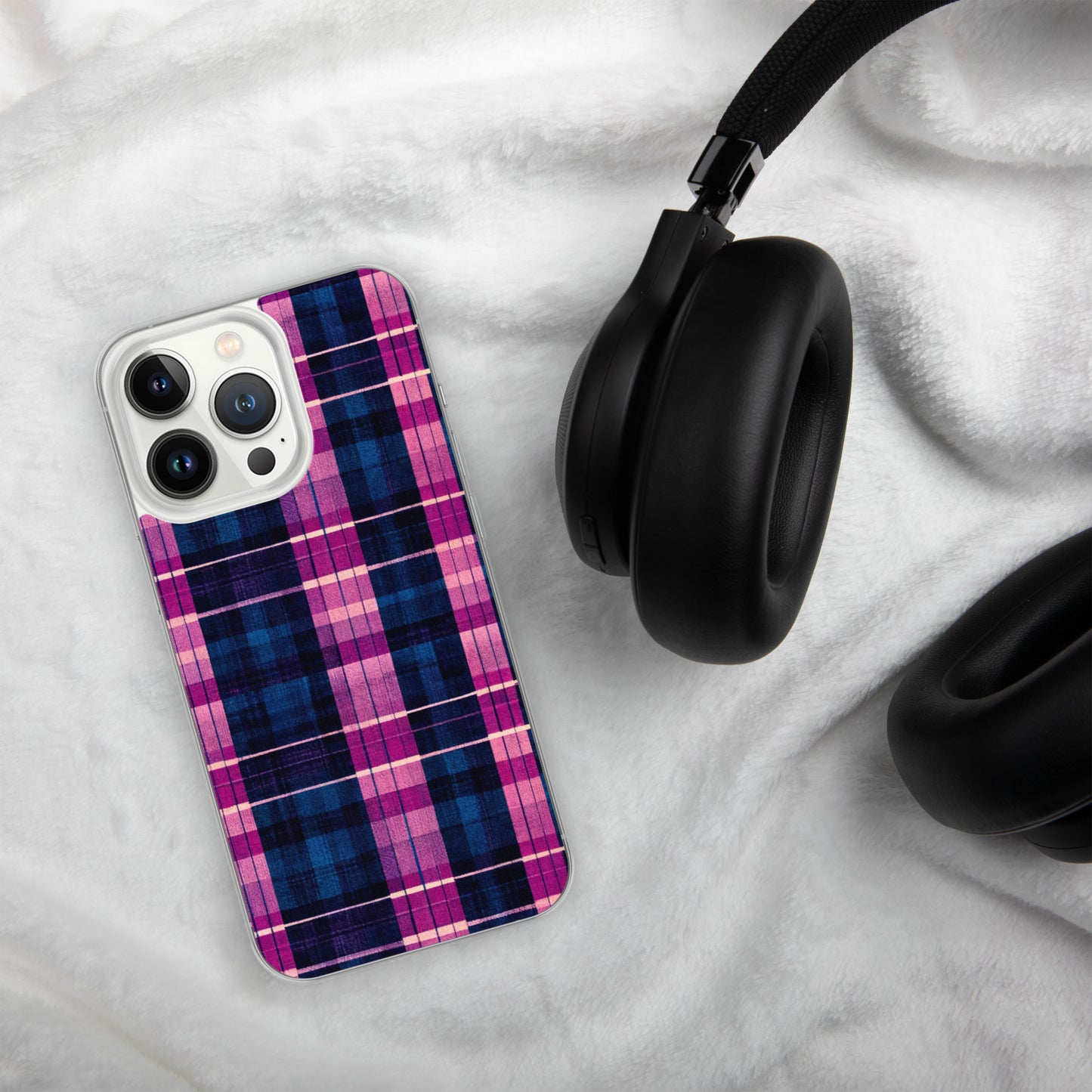 Blueberry Bliss Plaid Clear Case for iPhone®