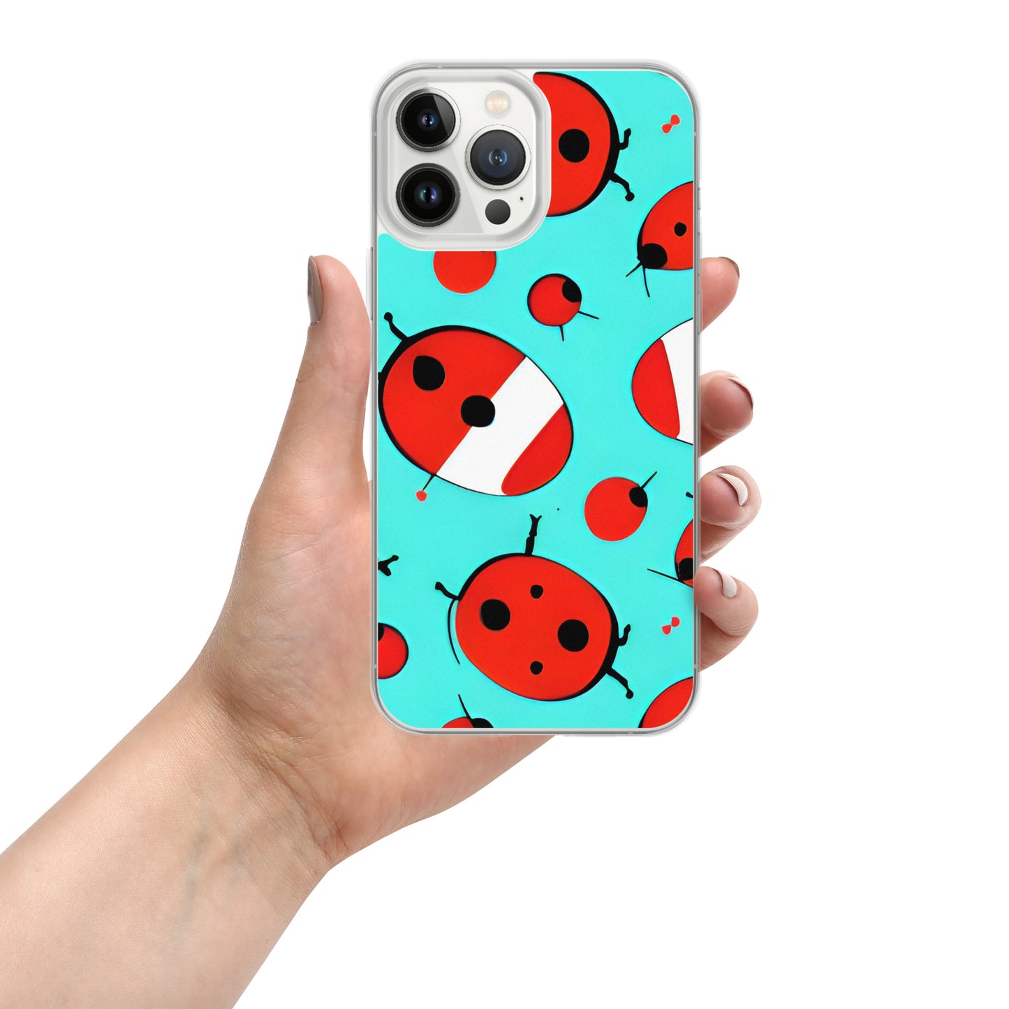 Cosmic Ladybug Rockets on Blue on Clear Case for iPhone®